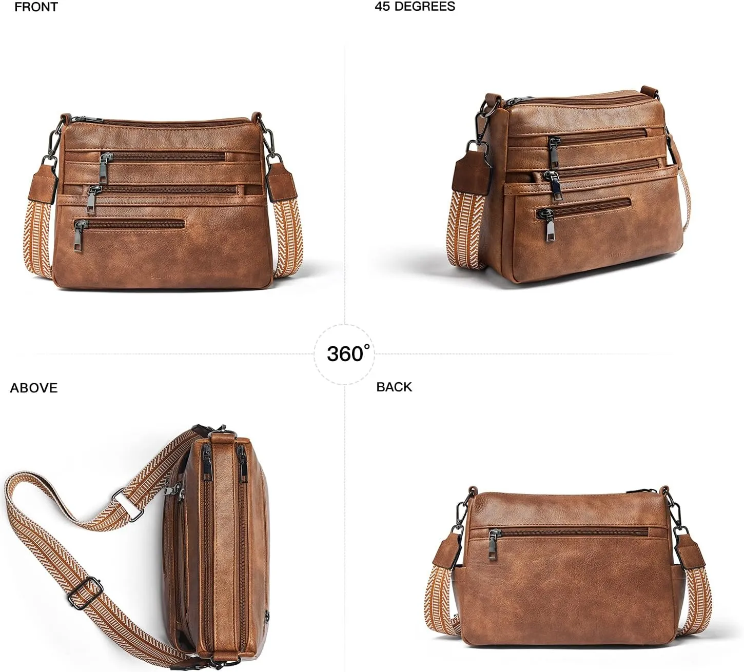 Bluome Crossbody Purses for Women, Vegan Leather Shoulder Bag Handbags Medium Hobo Bag with Guitar Strap