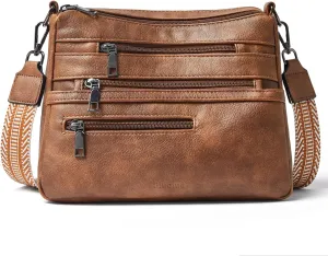 Bluome Crossbody Purses for Women, Vegan Leather Shoulder Bag Handbags Medium Hobo Bag with Guitar Strap