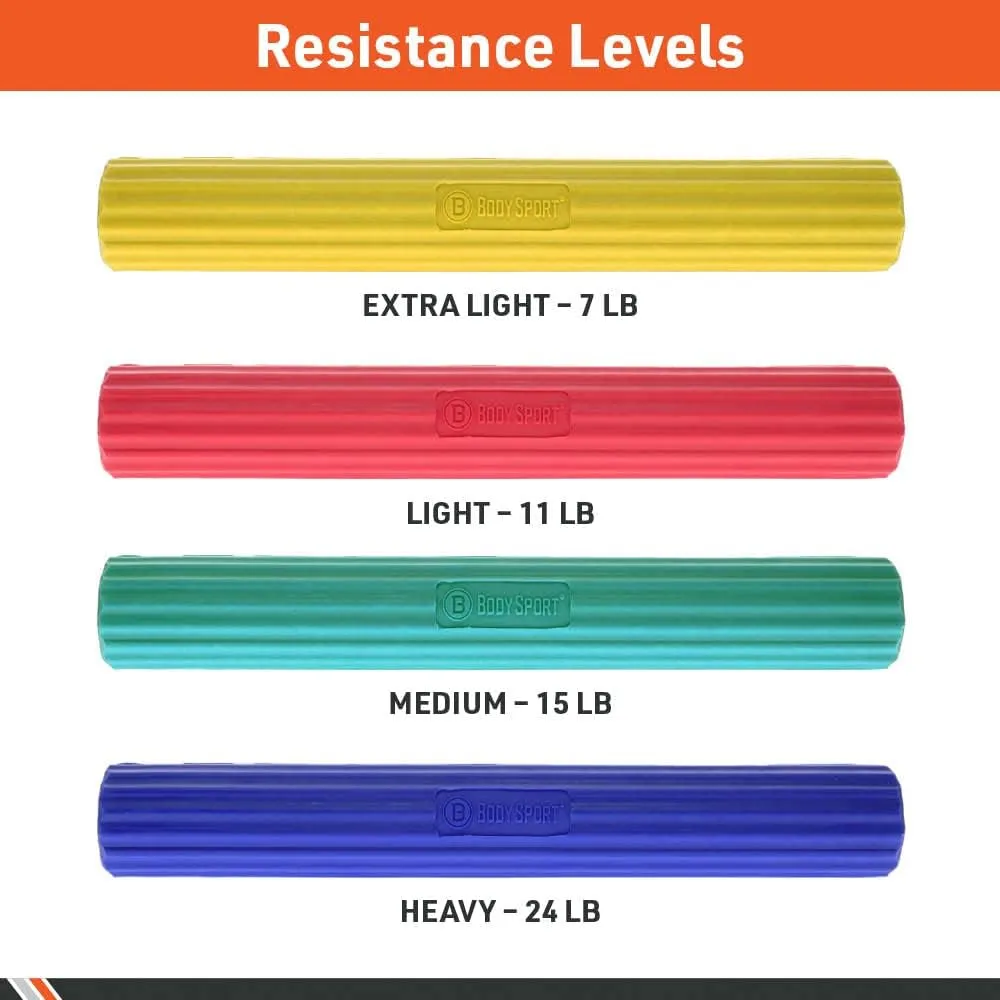 Body Sport Twist & Flex Bar – Flexible Rehab Equipment for Tennis Elbow, Golfer’s Elbow, Arm Injuries, & Tendonitis – Resistance Training for Improved Grip & Strength