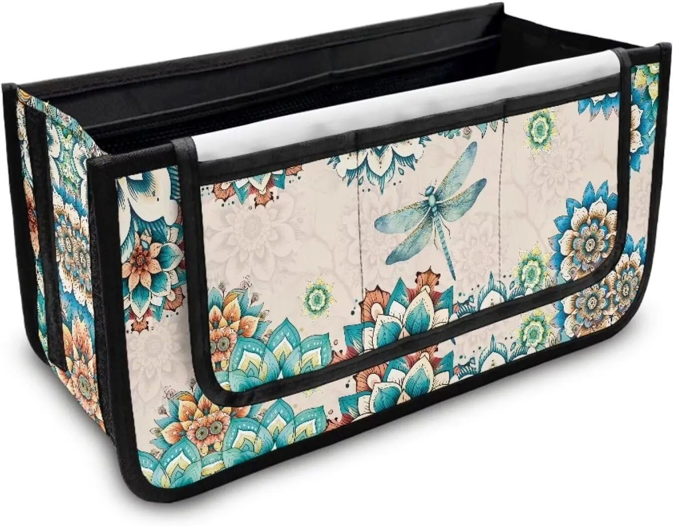 Boho Floral Dragonfly Rollator Bag Tote Organizer for Universal Walkers Walker Bag Mobility Aid Accessory Pouch for Seniors in Assisted Living