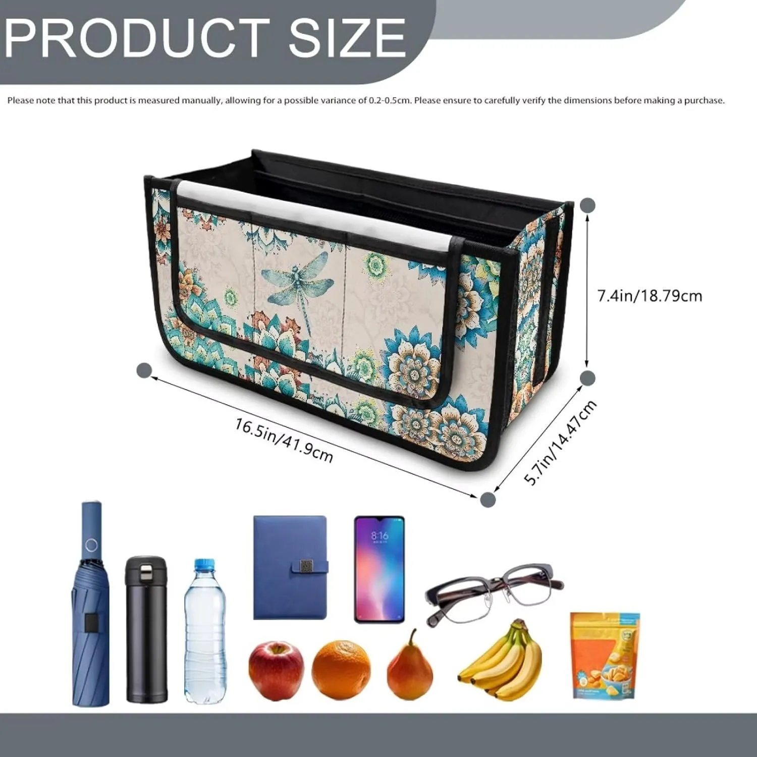 Boho Floral Dragonfly Rollator Bag Tote Organizer for Universal Walkers Walker Bag Mobility Aid Accessory Pouch for Seniors in Assisted Living