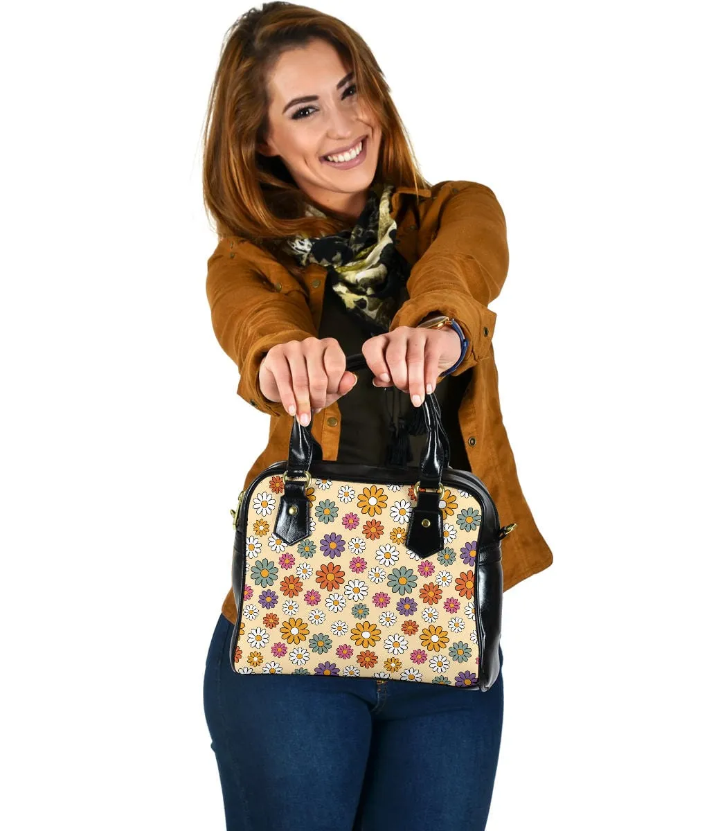 Boho Hippie Daisies | Leather Shoulder Bag