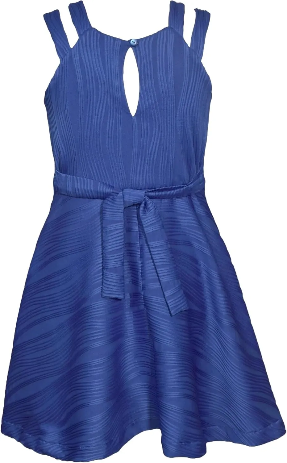 Bonnie Jean Girls Size 7-16 Crinkle-Pleat Knit Rosette Skater Dress