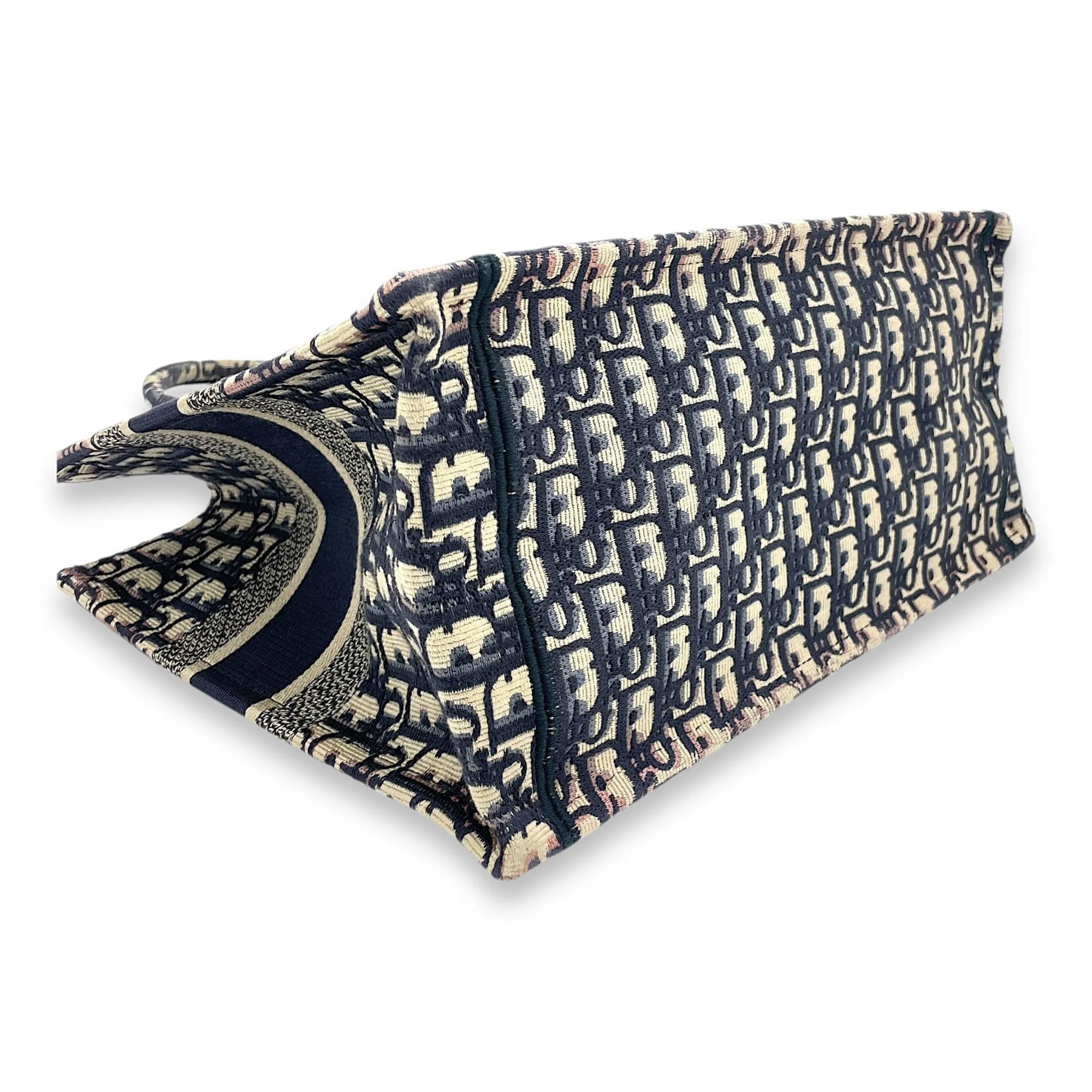 Book Tote Medium Navy Top handle Bag in Jacquard