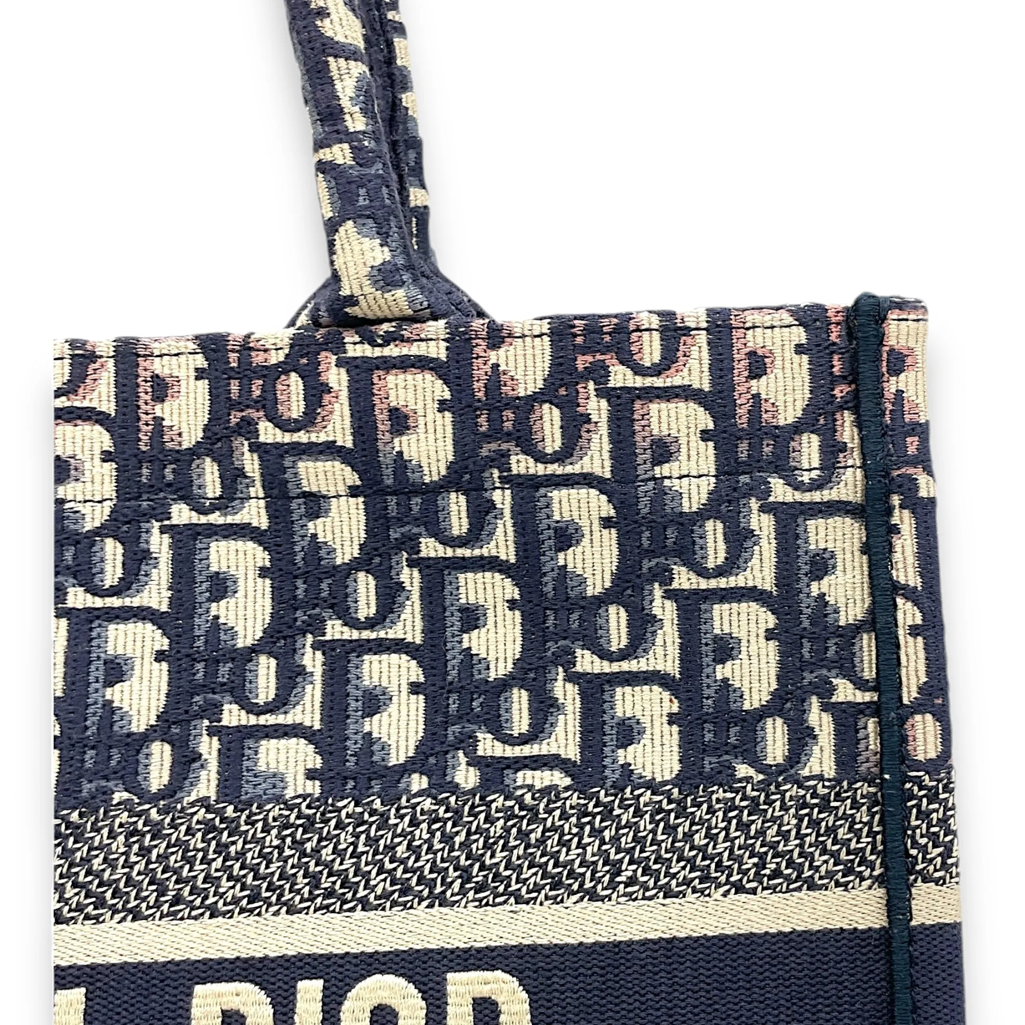 Book Tote Medium Navy Top handle Bag in Jacquard