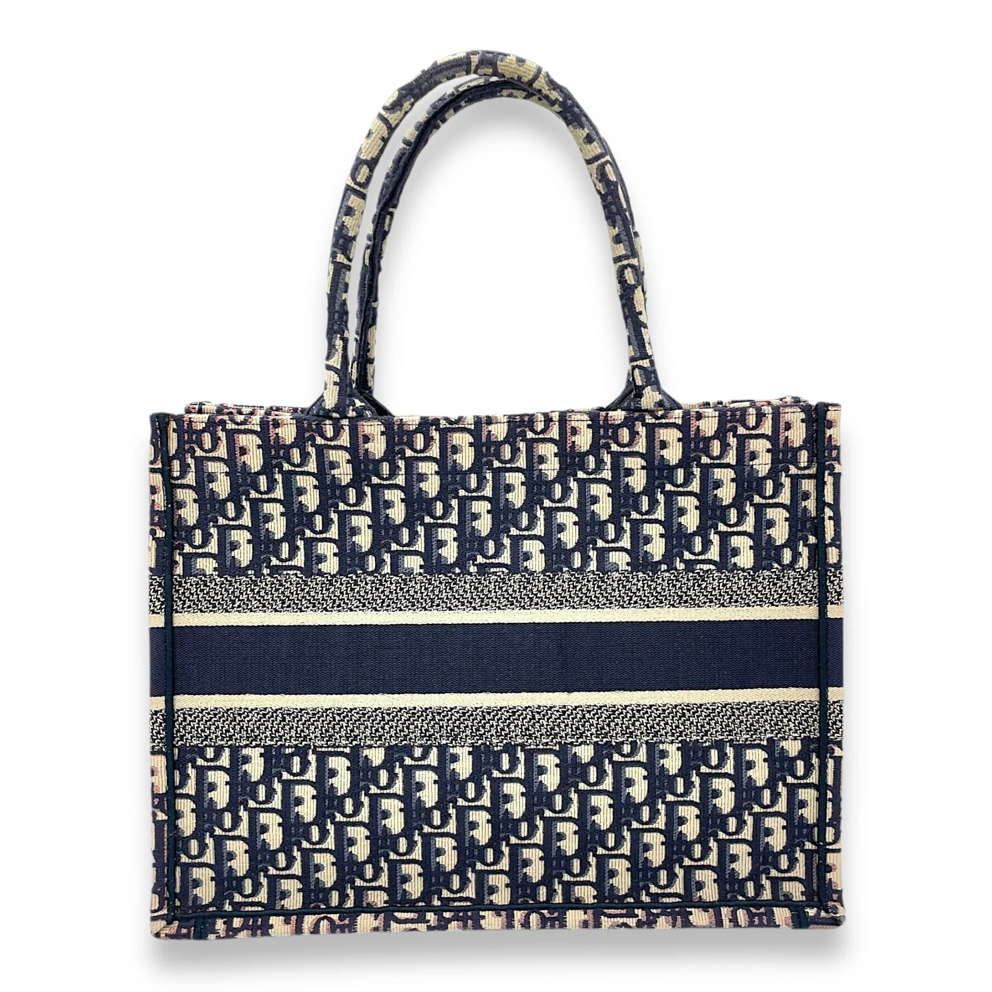 Book Tote Medium Navy Top handle Bag in Jacquard
