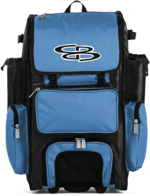 Boombah Rolling Superpack Baseball/Softball Gear Bag - 23-1/2" x 13-1/2" x 9-1/2" - Multiple Colors - Telescopic Handle and Holds 4 Bats - Wheeled Version