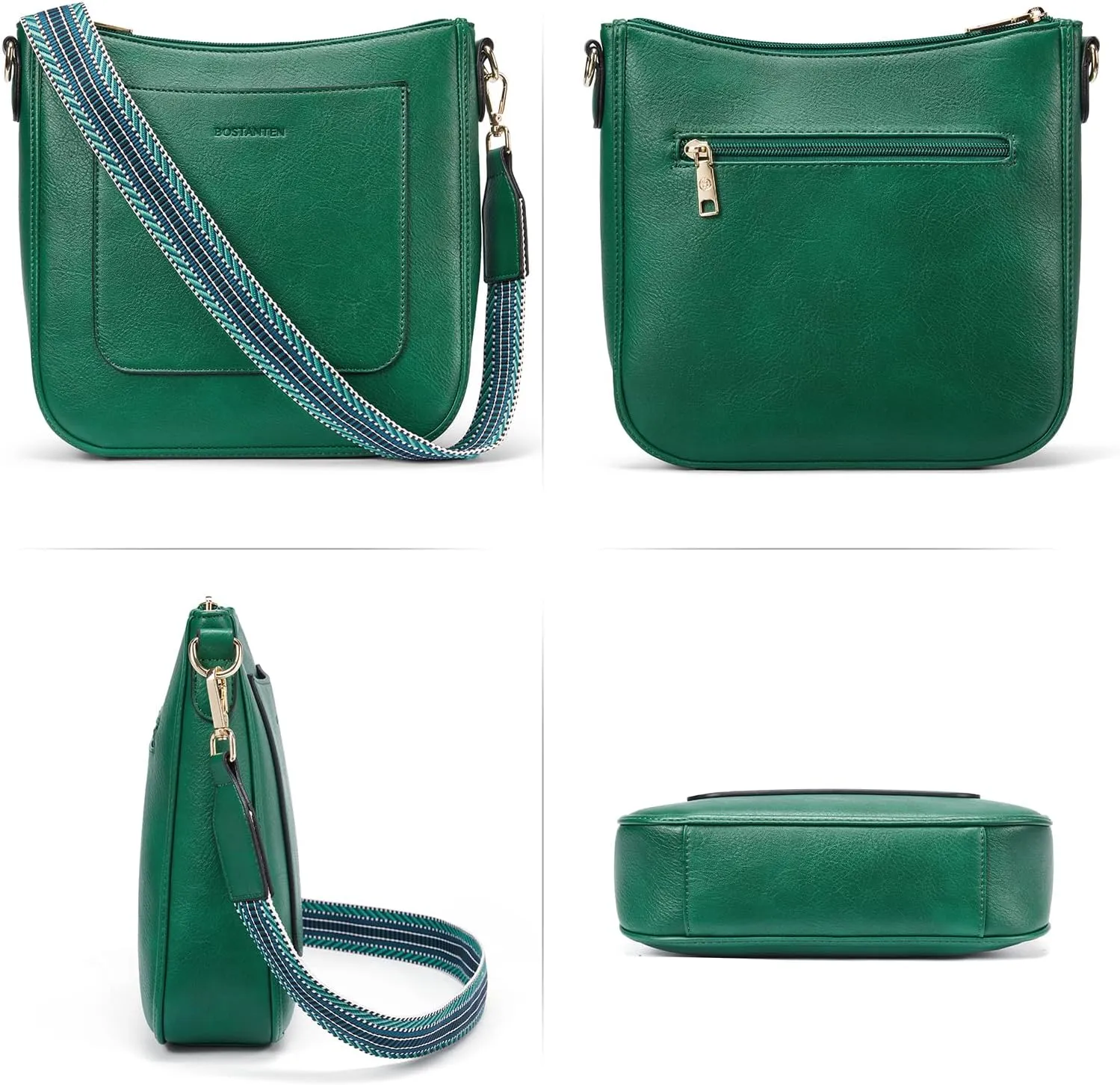 BOSTANTEN Crossbody Bags for Women Trendy Vegan Leather Hobo Handbags Fashion Shoulder Purse with Adjustable Guitar Strap