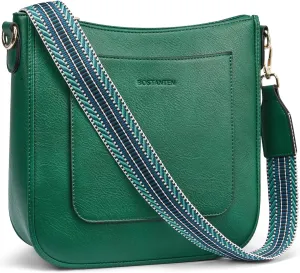 BOSTANTEN Crossbody Bags for Women Trendy Vegan Leather Hobo Handbags Fashion Shoulder Purse with Adjustable Guitar Strap