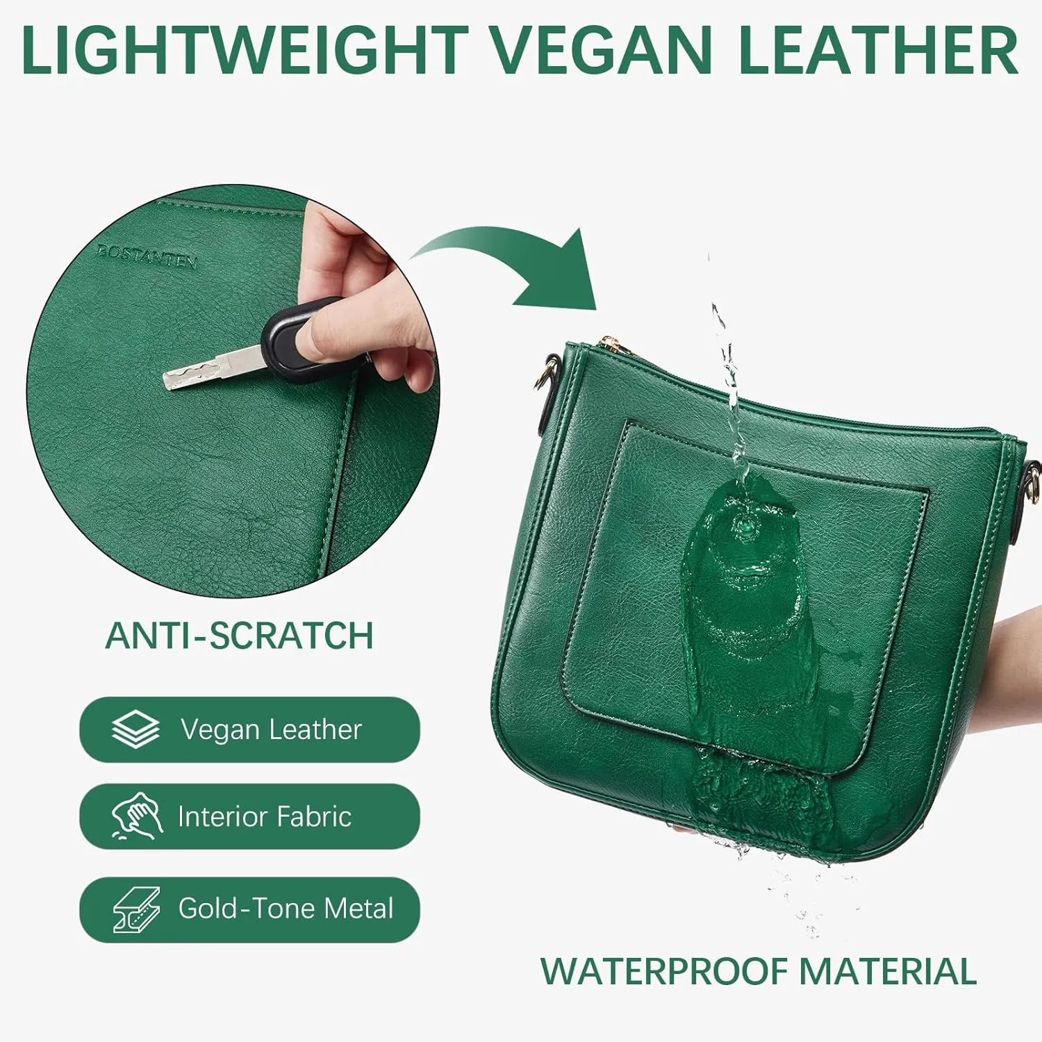 BOSTANTEN Crossbody Bags for Women Trendy Vegan Leather Hobo Handbags Fashion Shoulder Purse with Adjustable Guitar Strap