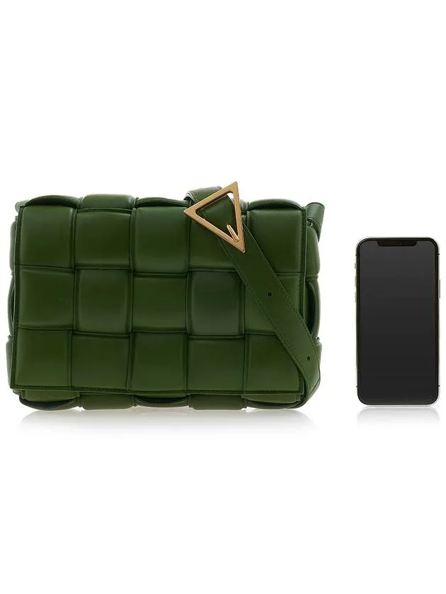Bottega Veneta Gold Padded Cassette Padded Nappa Leather Small Cross Bag Military Green