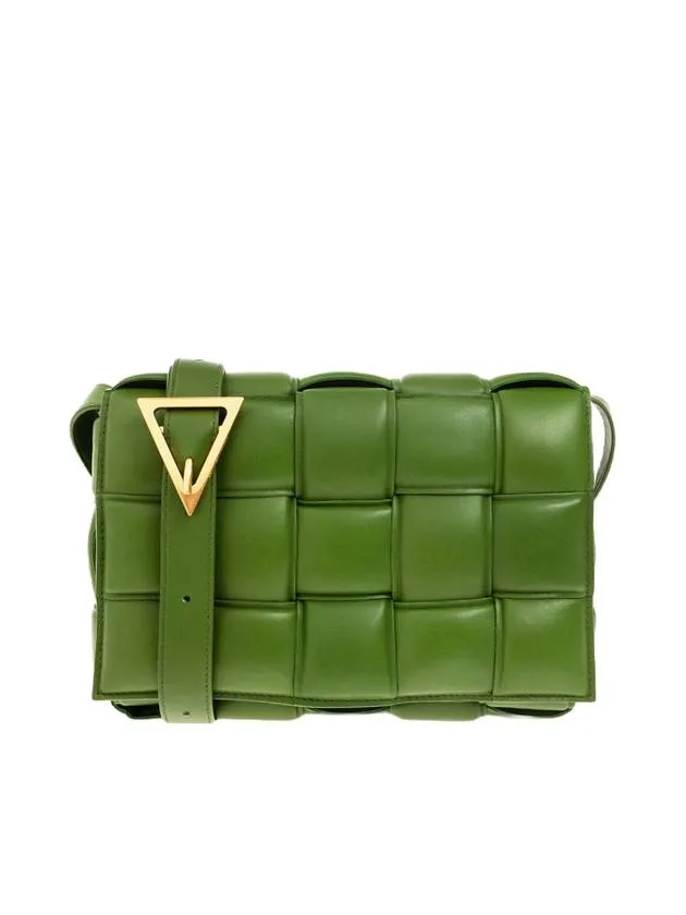 Bottega Veneta Gold Padded Cassette Padded Nappa Leather Small Cross Bag Military Green
