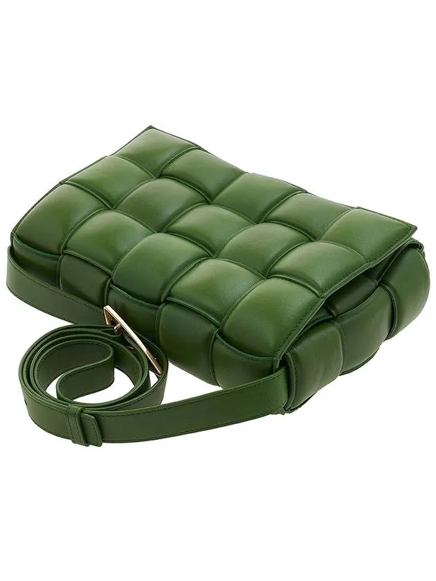 Bottega Veneta Gold Padded Cassette Padded Nappa Leather Small Cross Bag Military Green