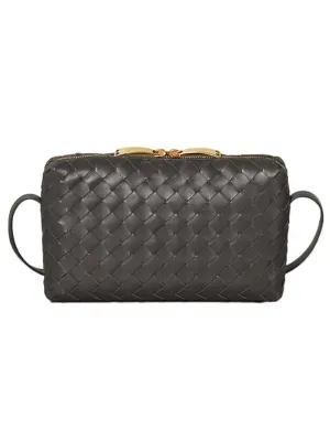 Bottega Veneta Intrecciato Leather Mini Cross Bag Fondente