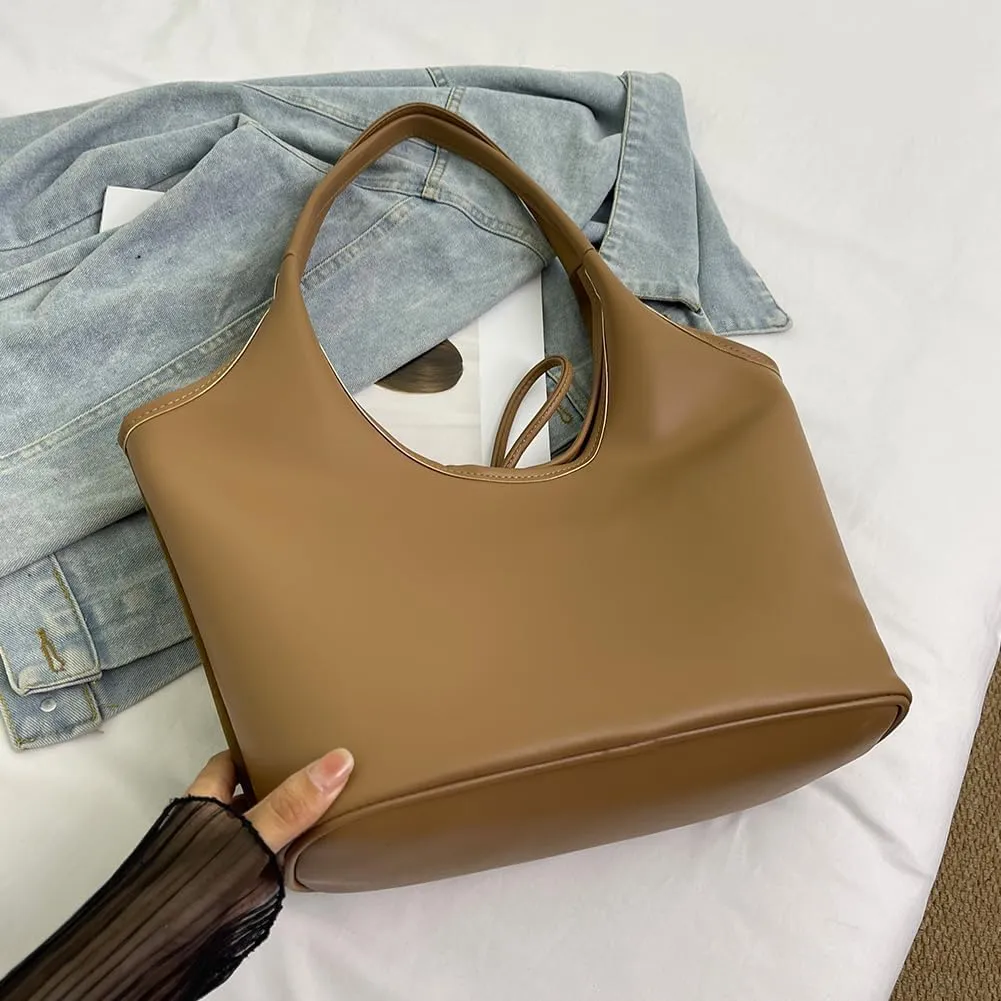 Bow Suede Tote Bag for Women - Brown Burgundy Work Hobo Handbags with Bow