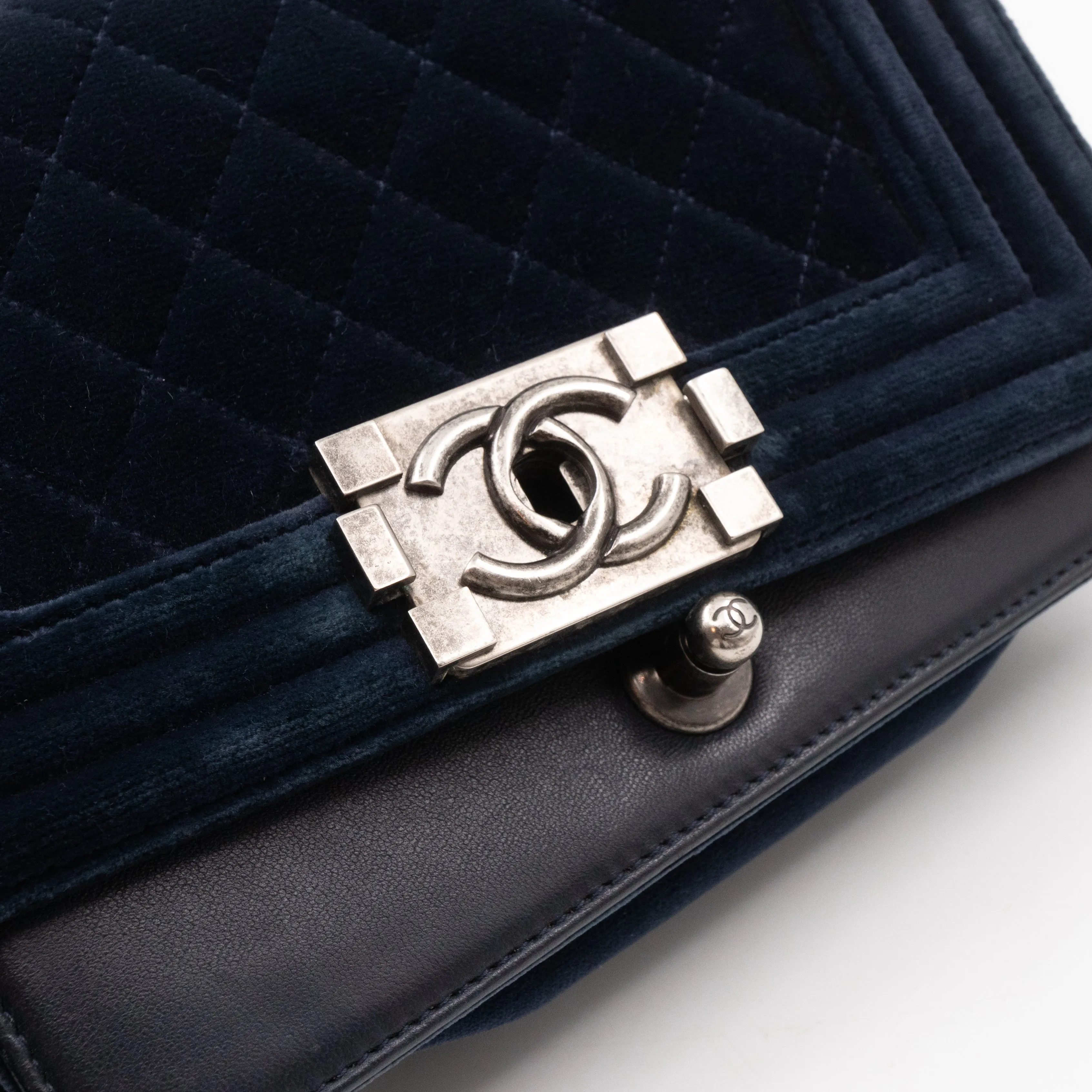 Boy Bag Small Blue Velvet