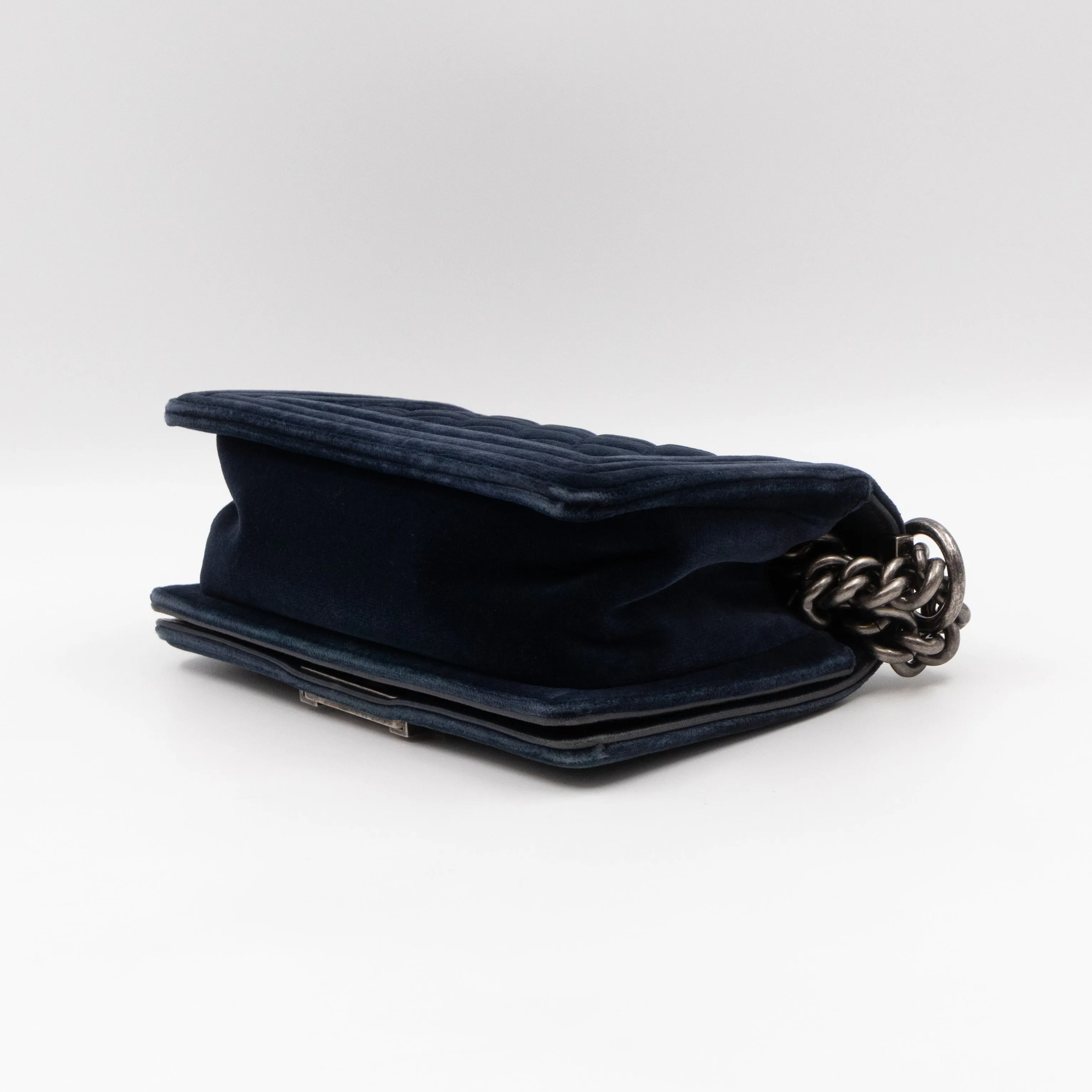 Boy Bag Small Blue Velvet