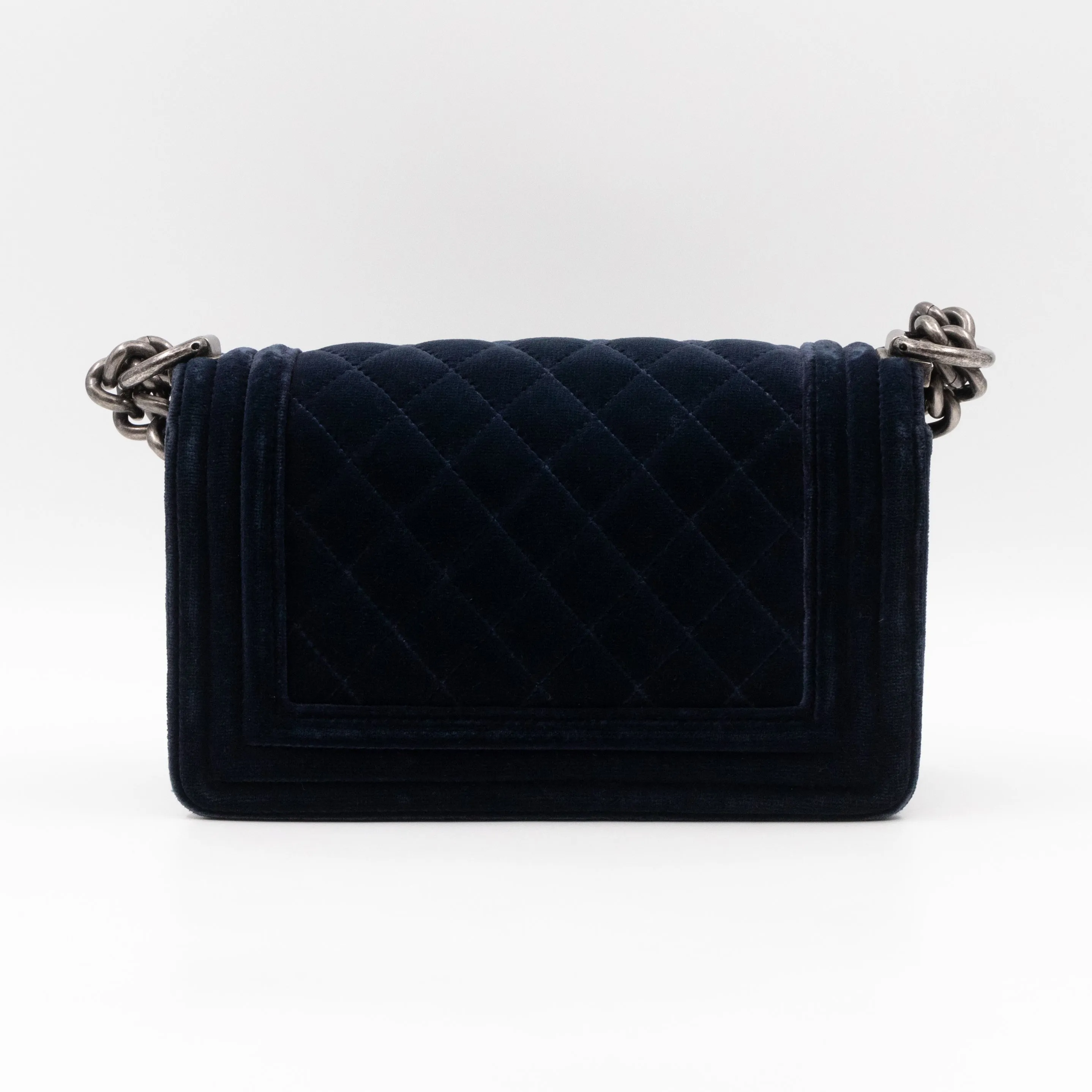 Boy Bag Small Blue Velvet
