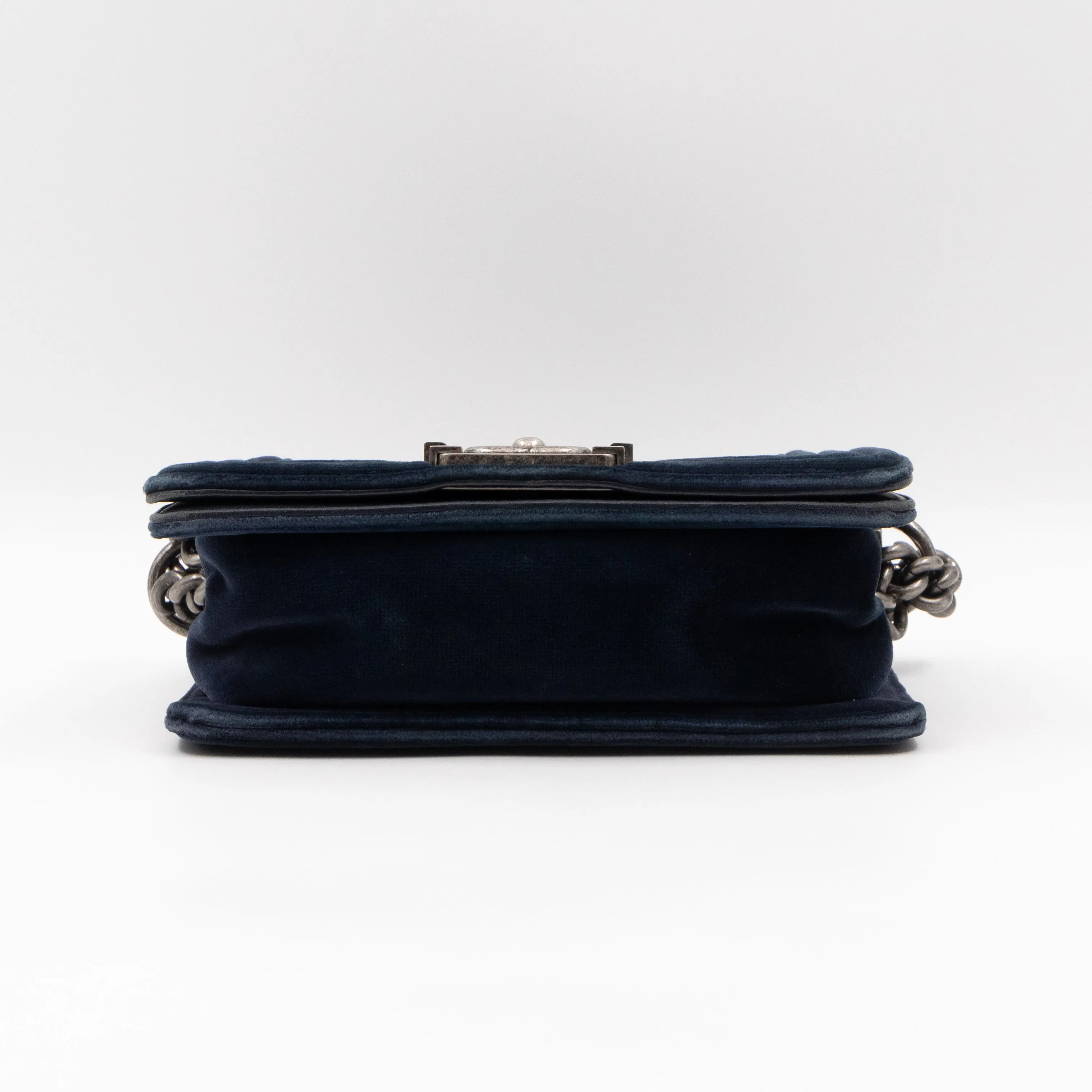 Boy Bag Small Blue Velvet