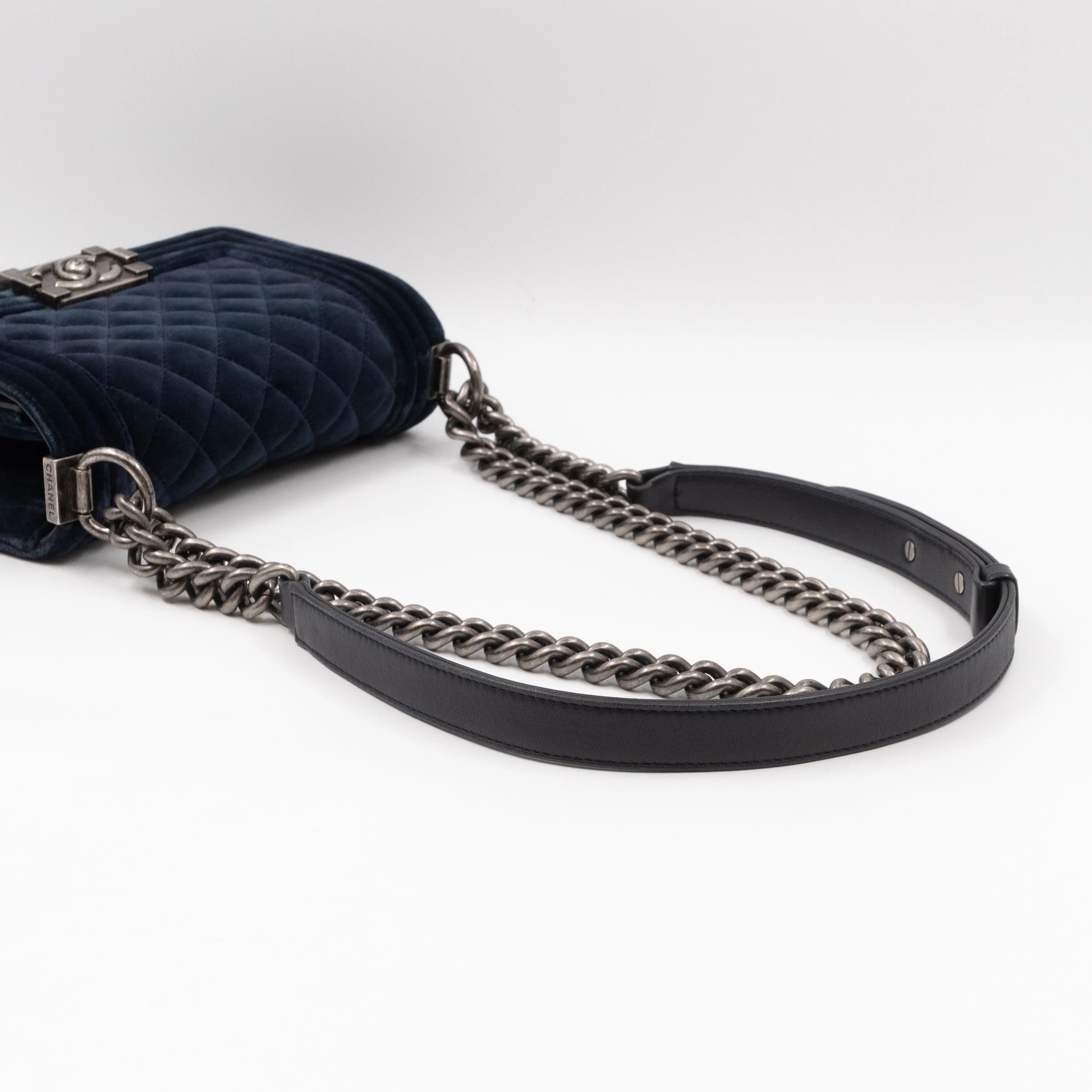 Boy Bag Small Blue Velvet