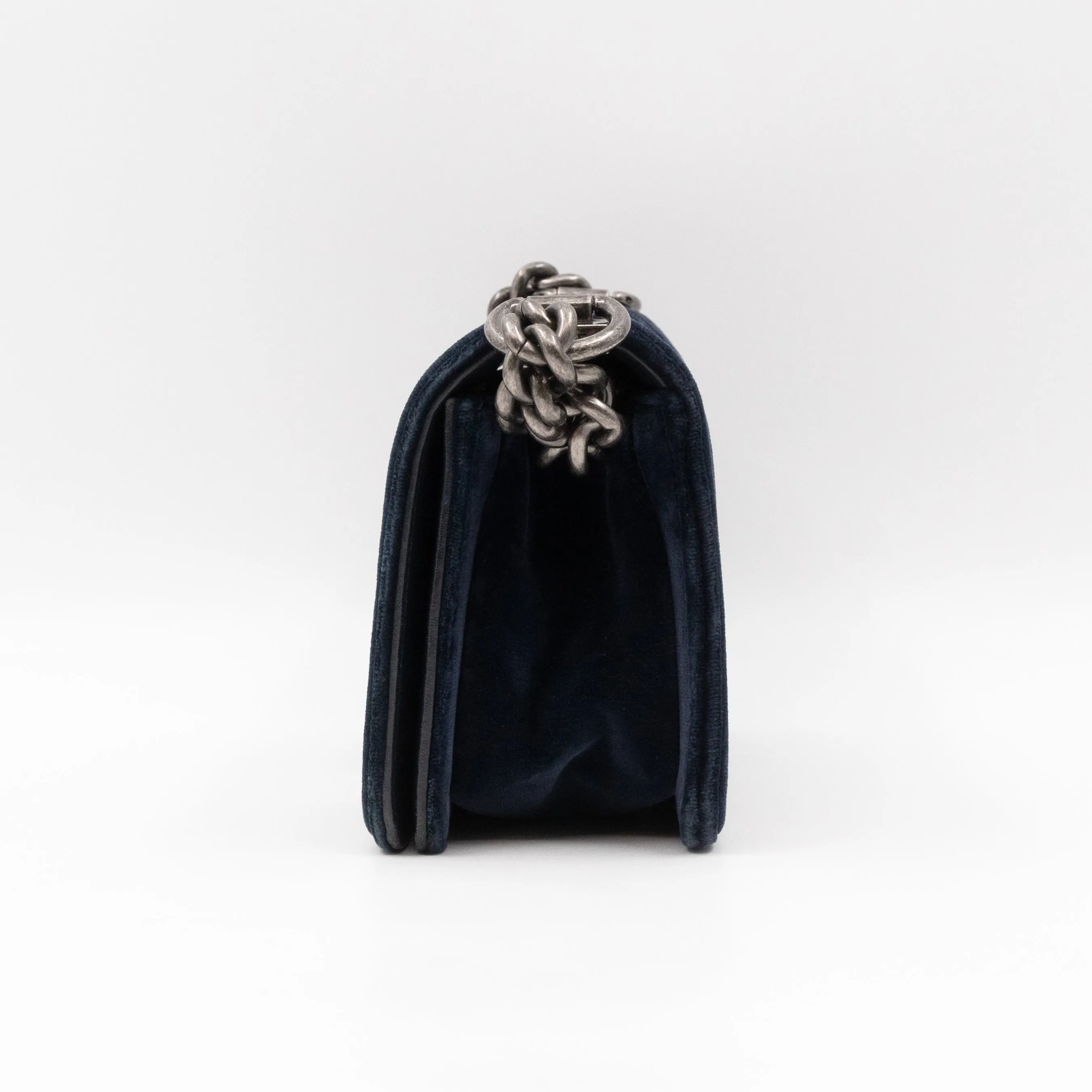 Boy Bag Small Blue Velvet