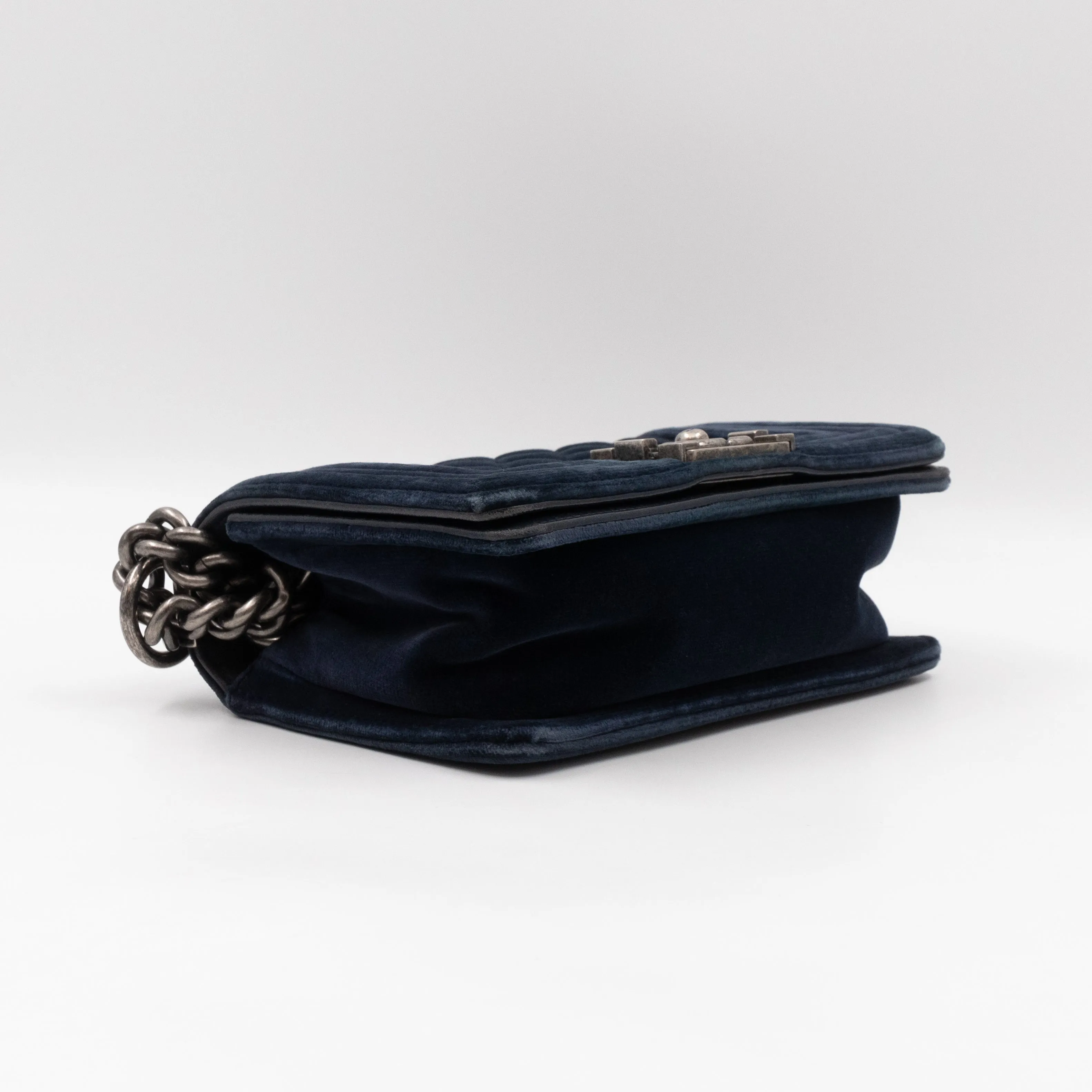 Boy Bag Small Blue Velvet