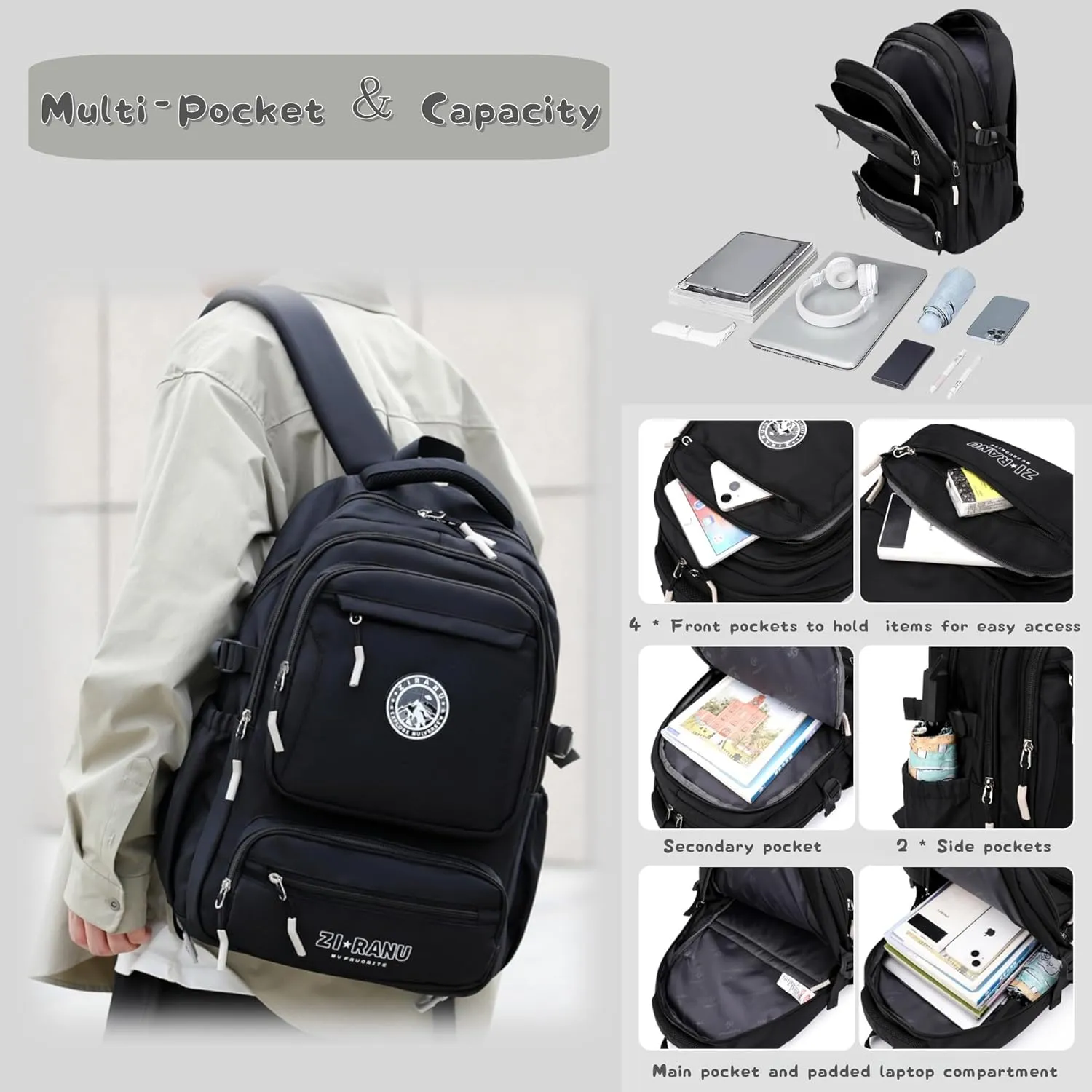 Boys Rolling Backpack for School Kids, Boys Backpack with 6 Wheels, Carry-On Wheeled School Bags Bookbags, Khaki