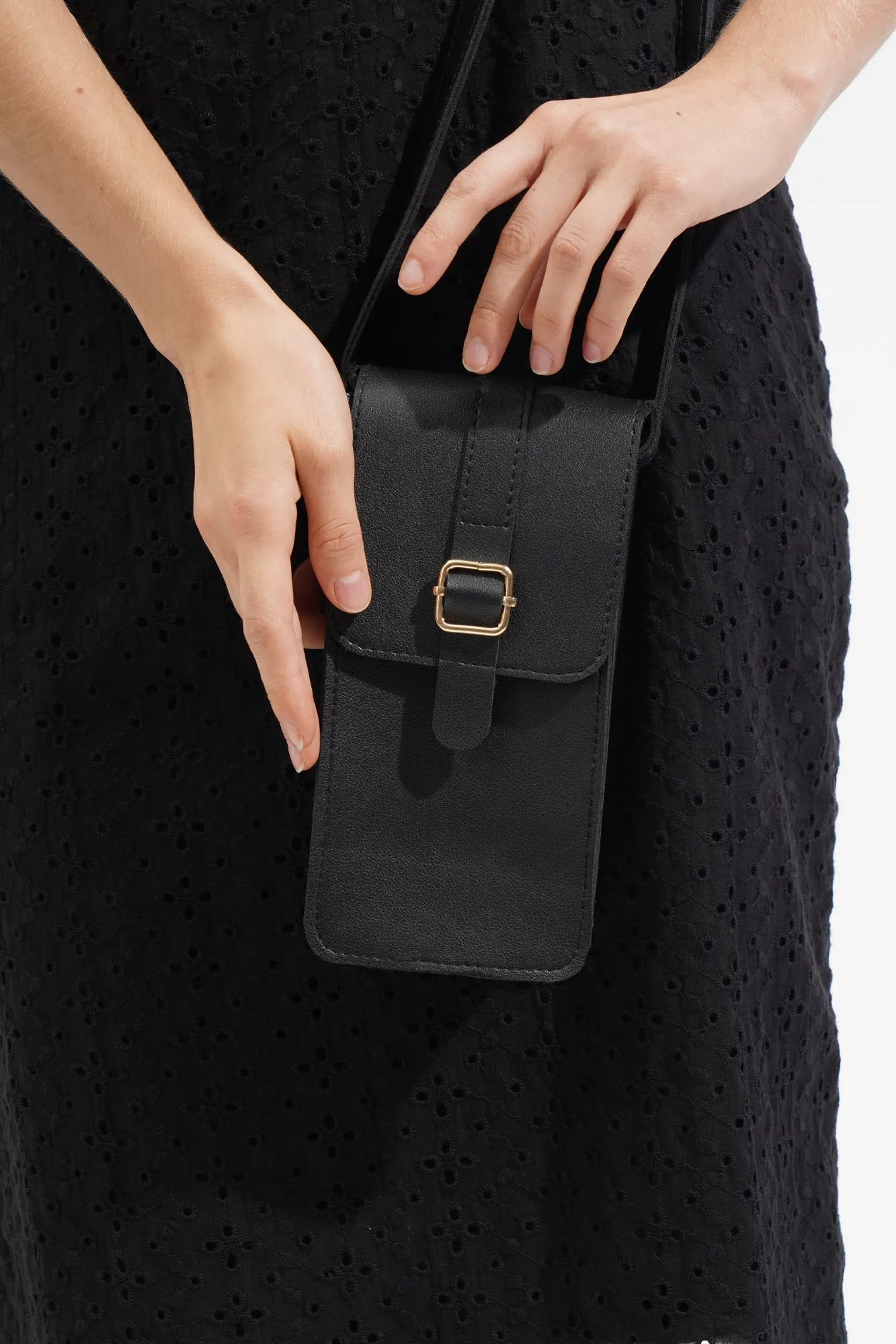 Buckled Flap Crossbody Phone Bag