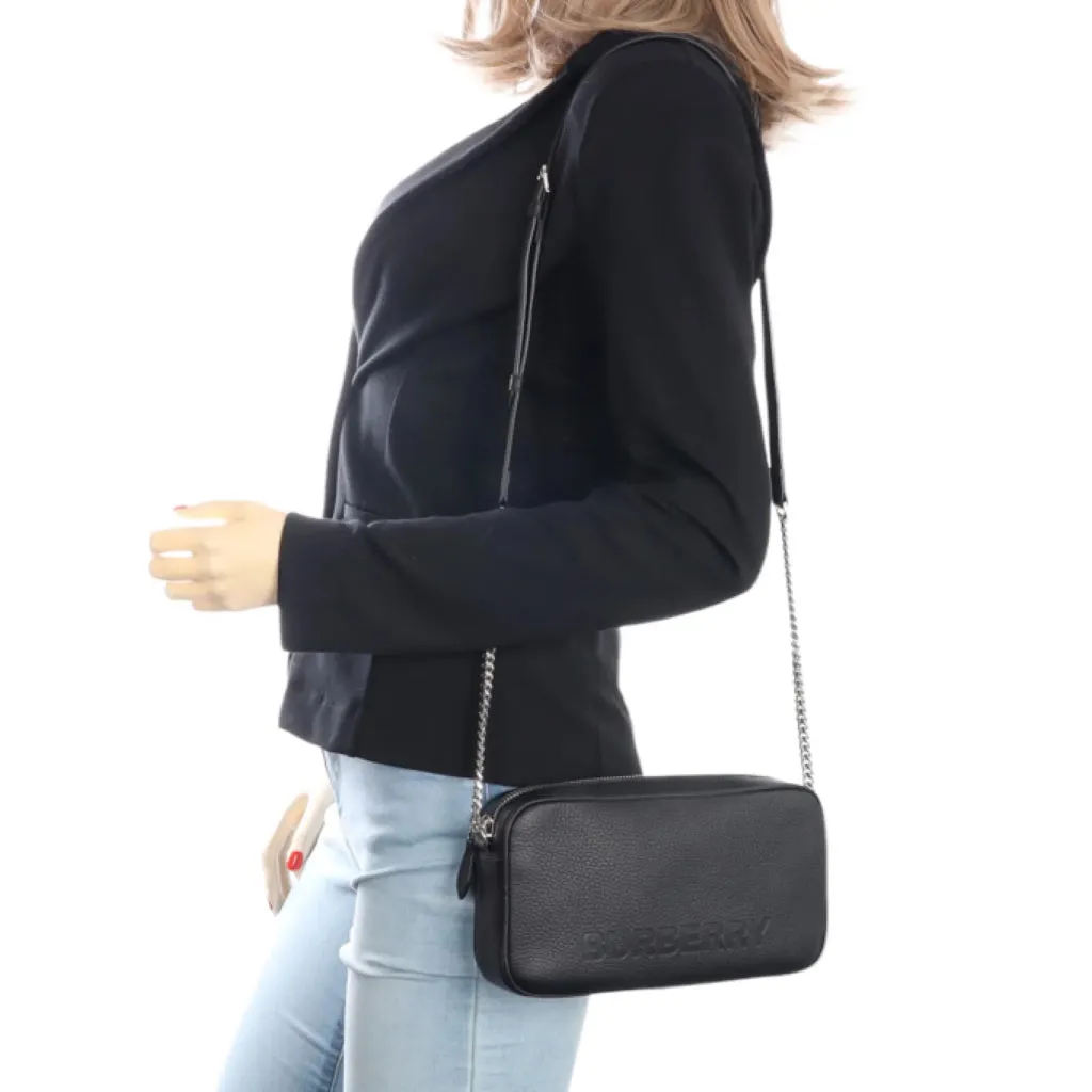 BURBERRY EMBOSSED LOGO LEATHER CROSSBODY BAG