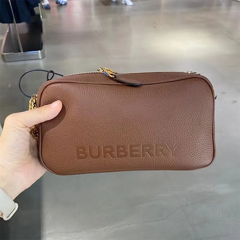BURBERRY EMBOSSED LOGO LEATHER CROSSBODY BAG
