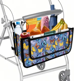 Butterfly Rollator Bag Tote Organizer for Universal Walkers Walker Bag Mobility Aid Accessory Pouch for Seniors in Assisted Living