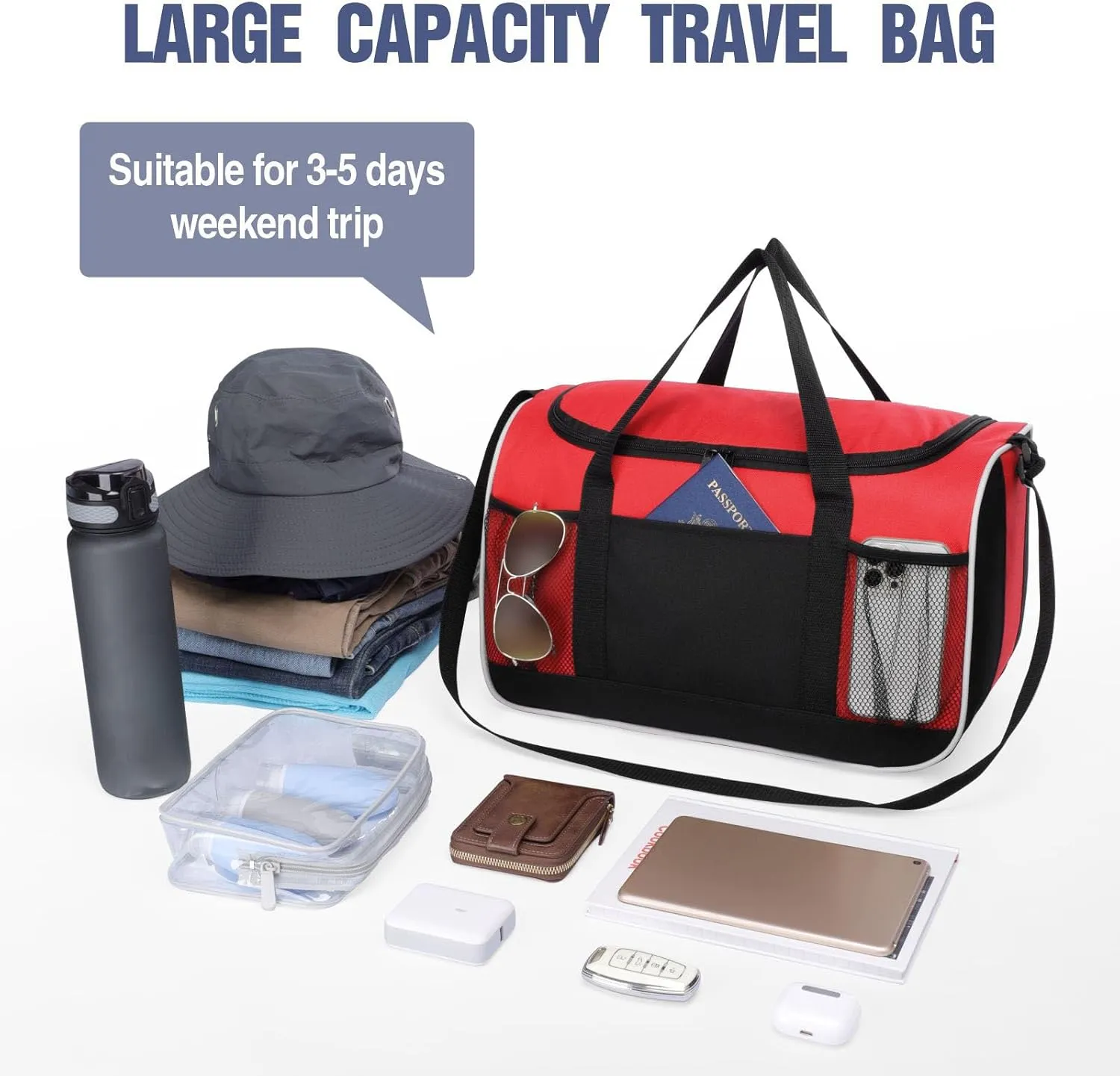 BuyAgain Duffle Bag, 17" Small Travel Carry On Sport Duffel Gym Bag.