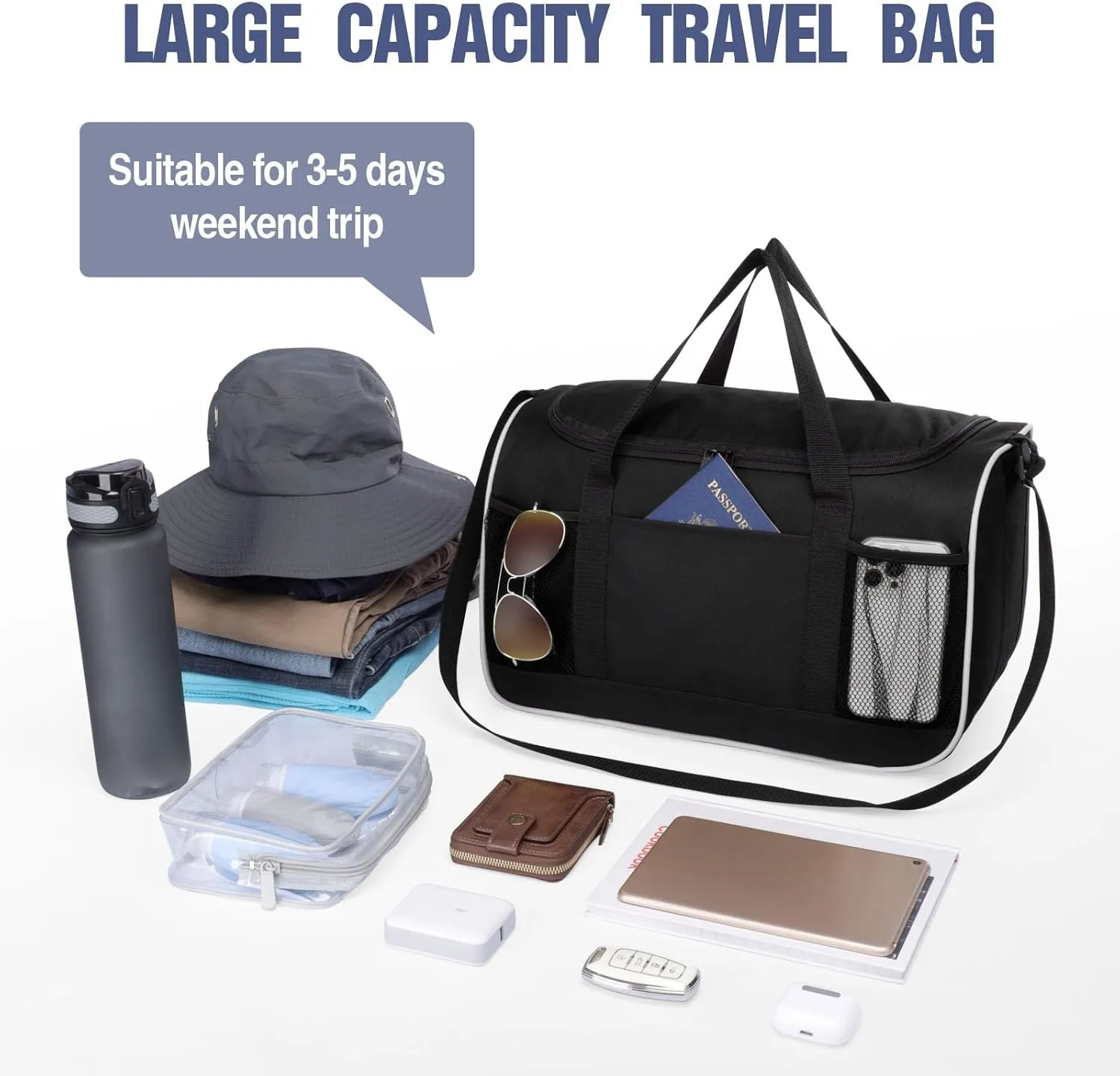 BuyAgain Duffle Bag, 17" Small Travel Carry On Sport Duffel Gym Bag.
