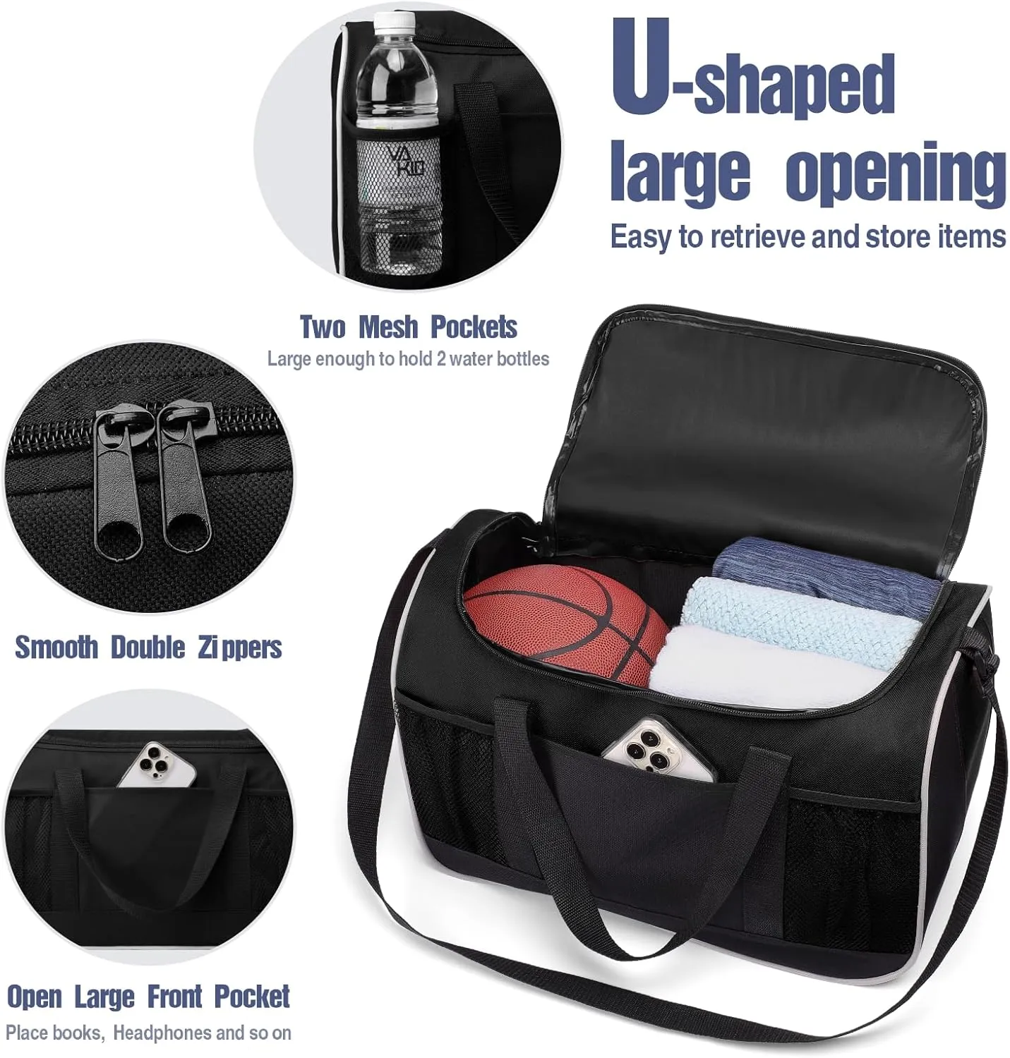 BuyAgain Duffle Bag, 17" Small Travel Carry On Sport Duffel Gym Bag.