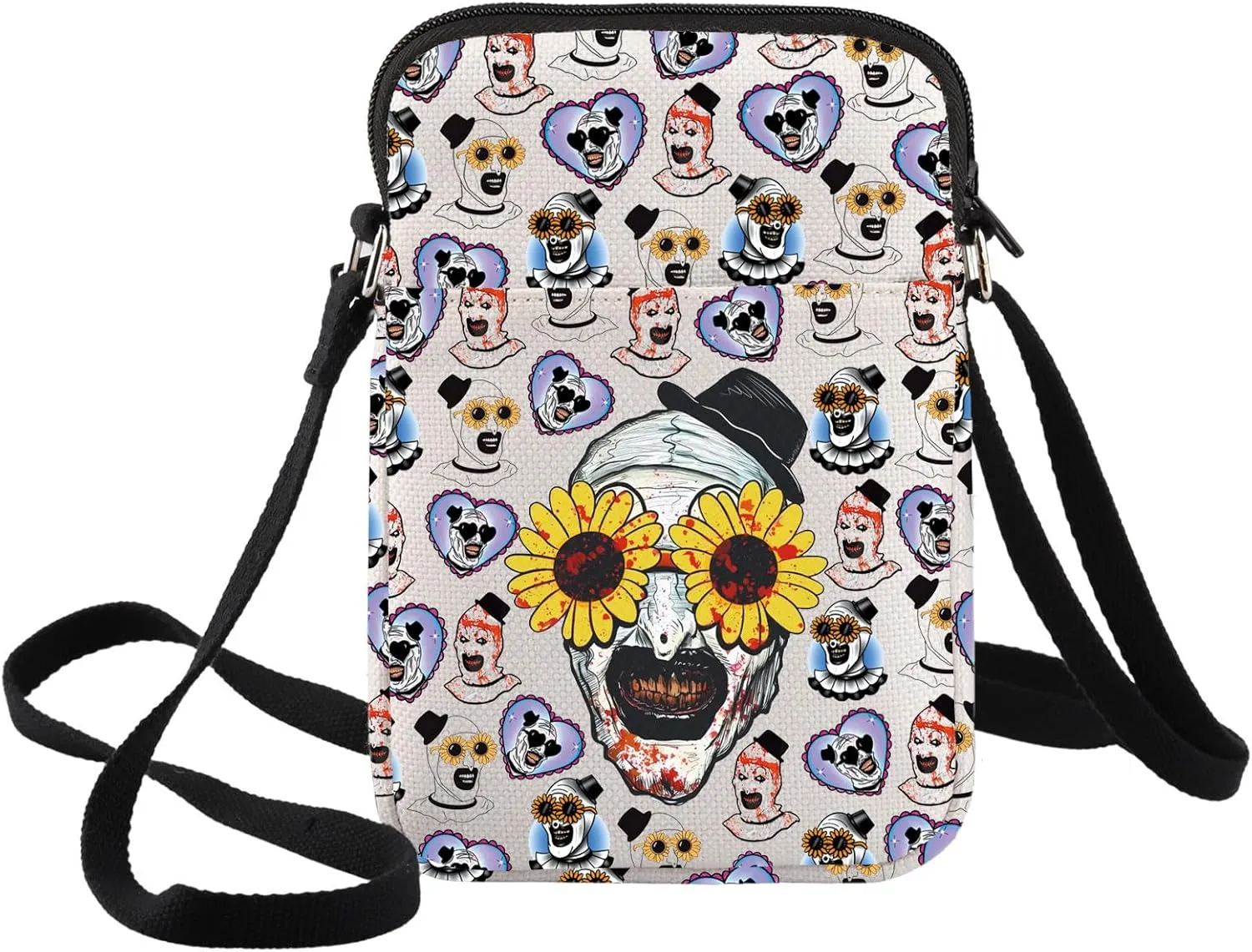 BWWKTOP Horror Clown Crossbody Bag Scary Art Clown Gift Work Of Art Makeup Bag Horror Movie Fan Gift Merchandise