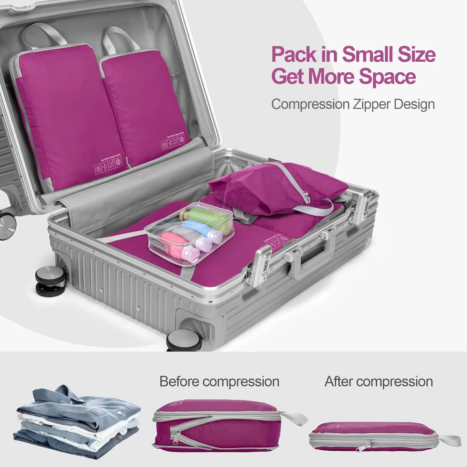 Cambond Compression Packing Cubes for Travel Women - Lightweight Luggage Organizers Bag Packing Cubes for Carry on Suitcases