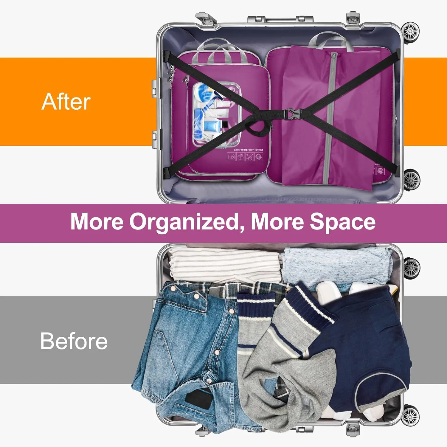 Cambond Compression Packing Cubes for Travel Women - Lightweight Luggage Organizers Bag Packing Cubes for Carry on Suitcases