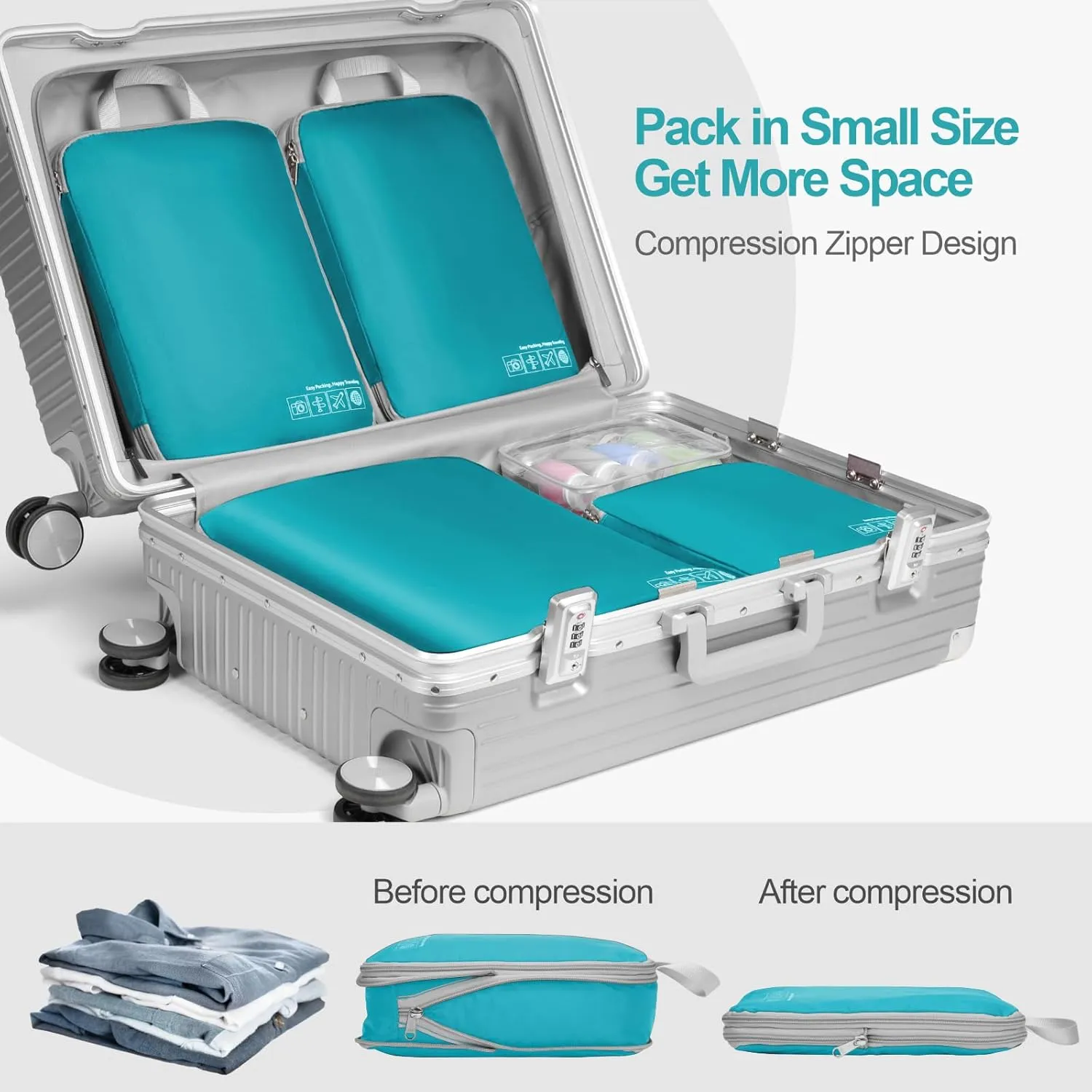 Cambond Compression Packing Cubes for Travel Women - Lightweight Luggage Organizers Bag Packing Cubes for Carry on Suitcases