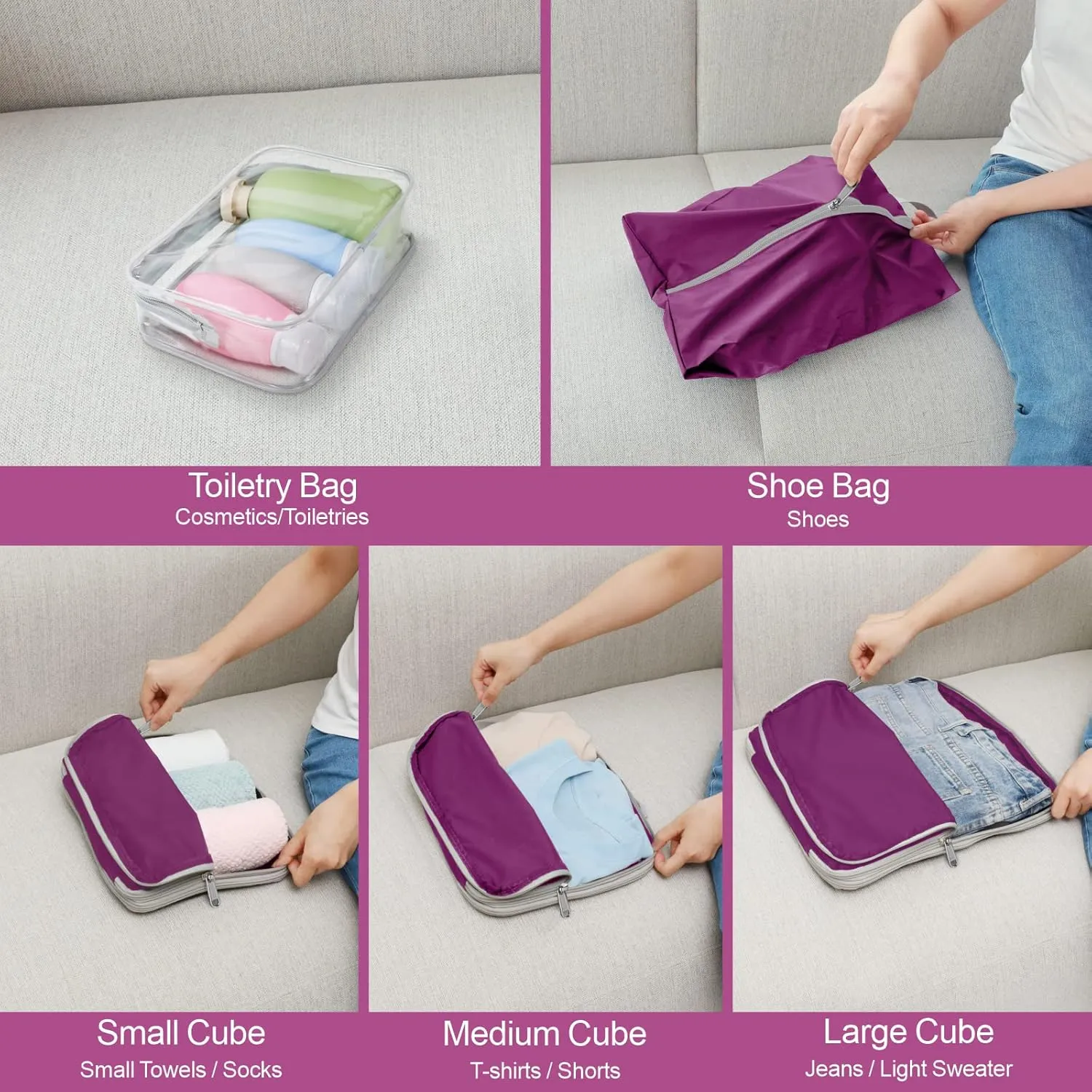 Cambond Compression Packing Cubes for Travel Women - Lightweight Luggage Organizers Bag Packing Cubes for Carry on Suitcases