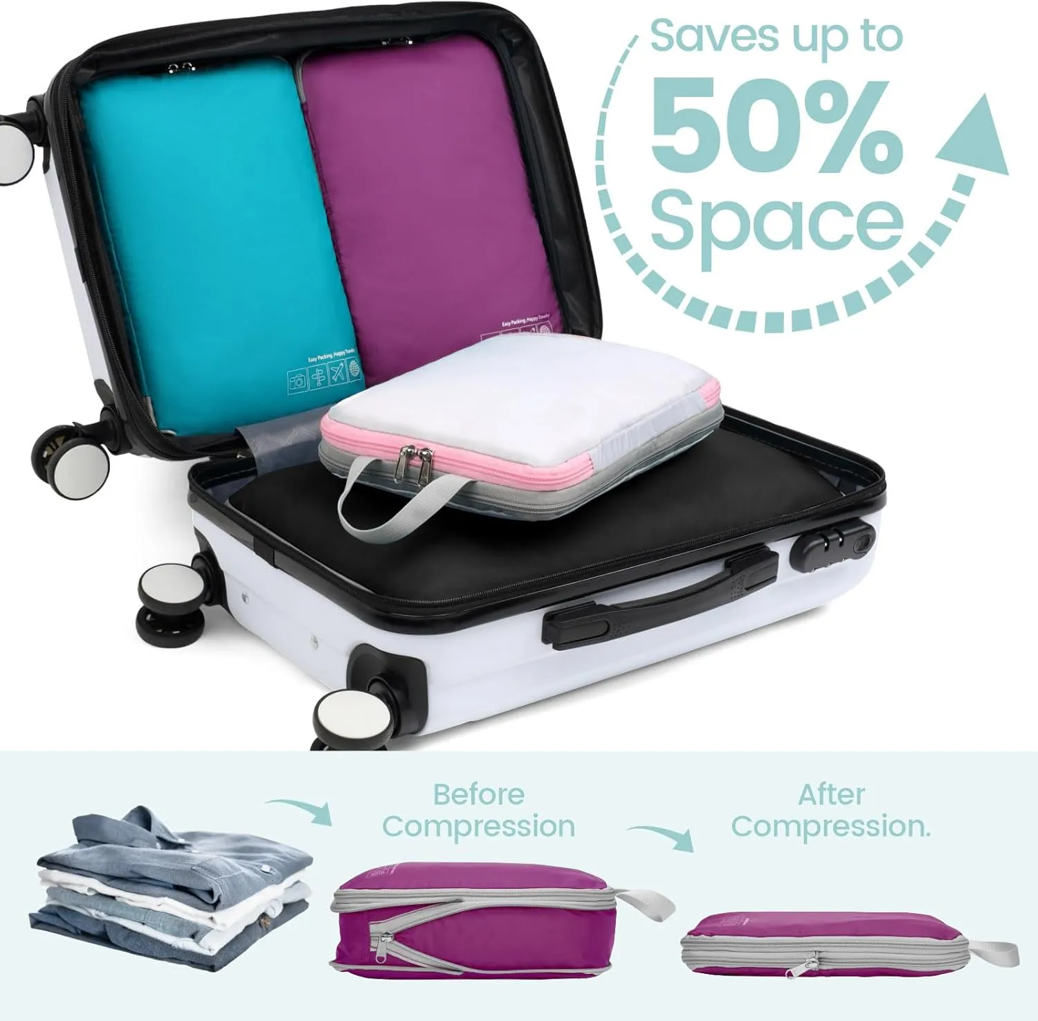 Cambond Mesh Compression Packing Cubes Travel - Space Saving Packing Cubes for Travel Women, Lightweight Compression Cubes for Travel Bags Luggage Packing Organizer for Suitcases