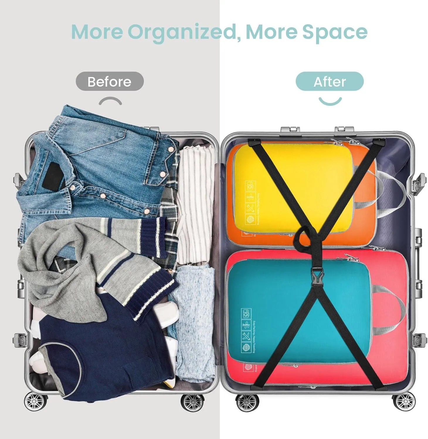 Cambond Mesh Compression Packing Cubes Travel - Space Saving Packing Cubes for Travel Women, Lightweight Compression Cubes for Travel Bags Luggage Packing Organizer for Suitcases