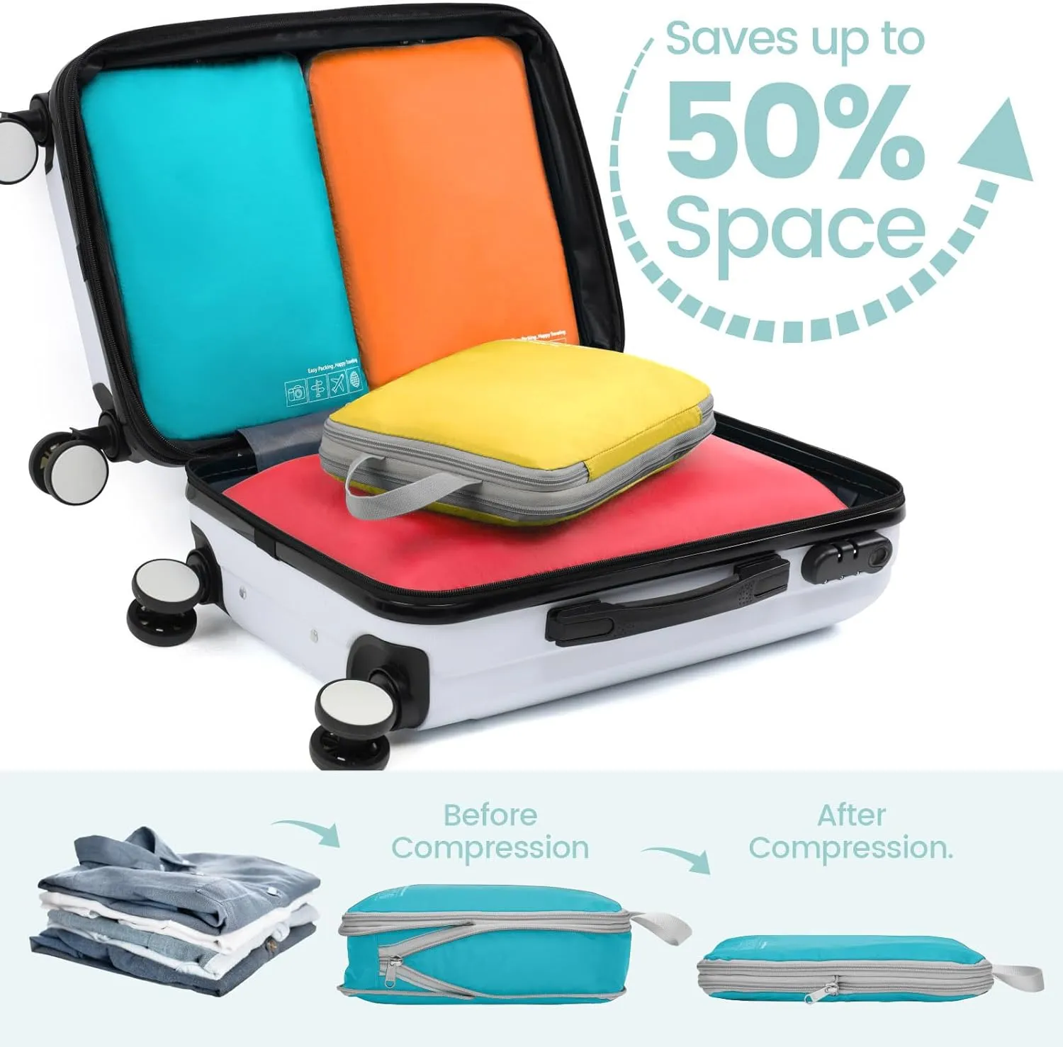 Cambond Mesh Compression Packing Cubes Travel - Space Saving Packing Cubes for Travel Women, Lightweight Compression Cubes for Travel Bags Luggage Packing Organizer for Suitcases
