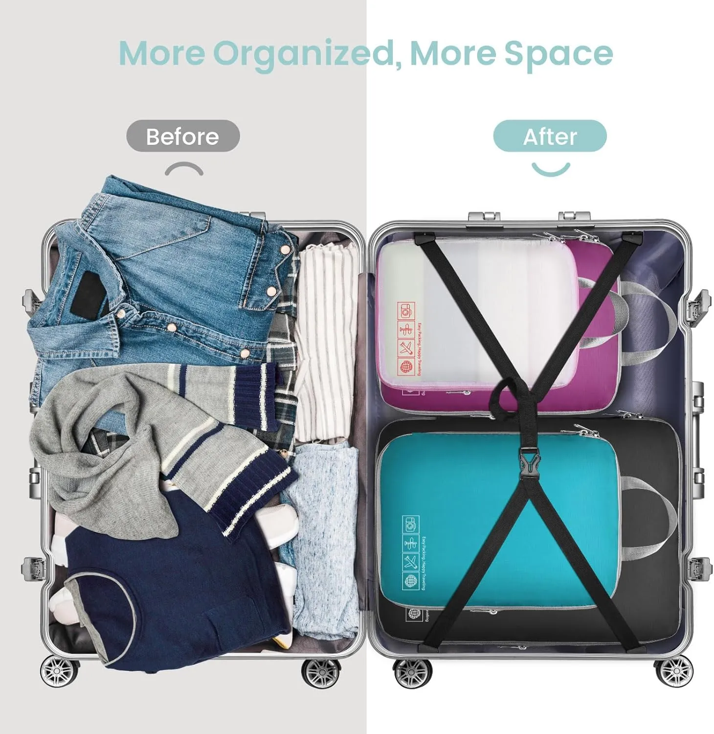 Cambond Mesh Compression Packing Cubes Travel - Space Saving Packing Cubes for Travel Women, Lightweight Compression Cubes for Travel Bags Luggage Packing Organizer for Suitcases