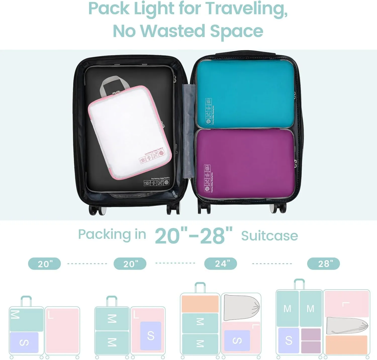 Cambond Mesh Compression Packing Cubes Travel - Space Saving Packing Cubes for Travel Women, Lightweight Compression Cubes for Travel Bags Luggage Packing Organizer for Suitcases