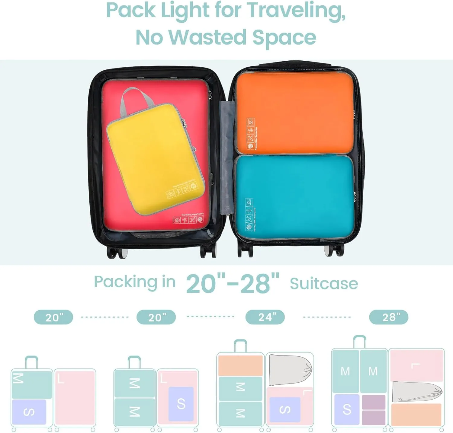 Cambond Mesh Compression Packing Cubes Travel - Space Saving Packing Cubes for Travel Women, Lightweight Compression Cubes for Travel Bags Luggage Packing Organizer for Suitcases