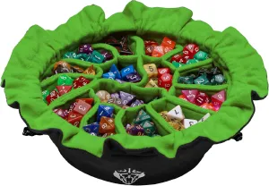CardKingPro Immense - OCD Edition - Dice Bags with 15 Pockets - Black & Green - Capacity 200  Dice - Great for Dice Hoarders [Patented Design]