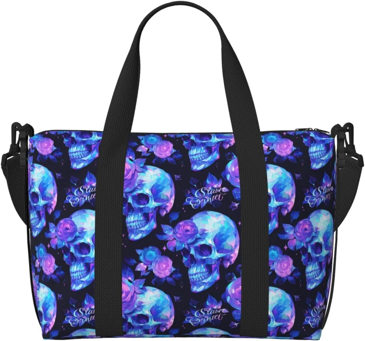 Carry On Duffle Bags Overnight Weekender Bags for Women, cool crystal Skull flower Personal Item Travel Bag, Travel Essentials Sport Gym Bag for Men Women