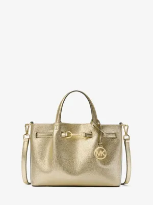 Carson Medium Metallic Pebbled Leather Satchel