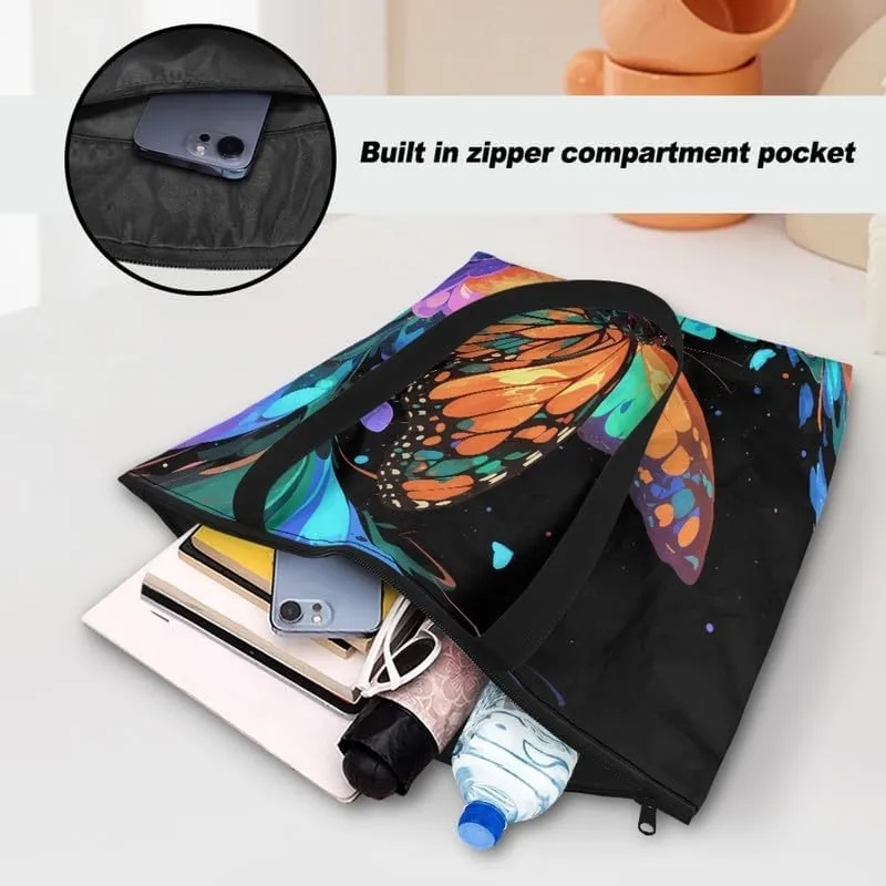 Carton Border Collie Dupont Paper Tote Bags Ladybug Daisy Reusable Handbag USA Flag Skull Shoulder Bag Shopping Work