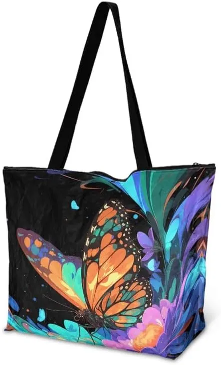 Carton Border Collie Dupont Paper Tote Bags Ladybug Daisy Reusable Handbag USA Flag Skull Shoulder Bag Shopping Work